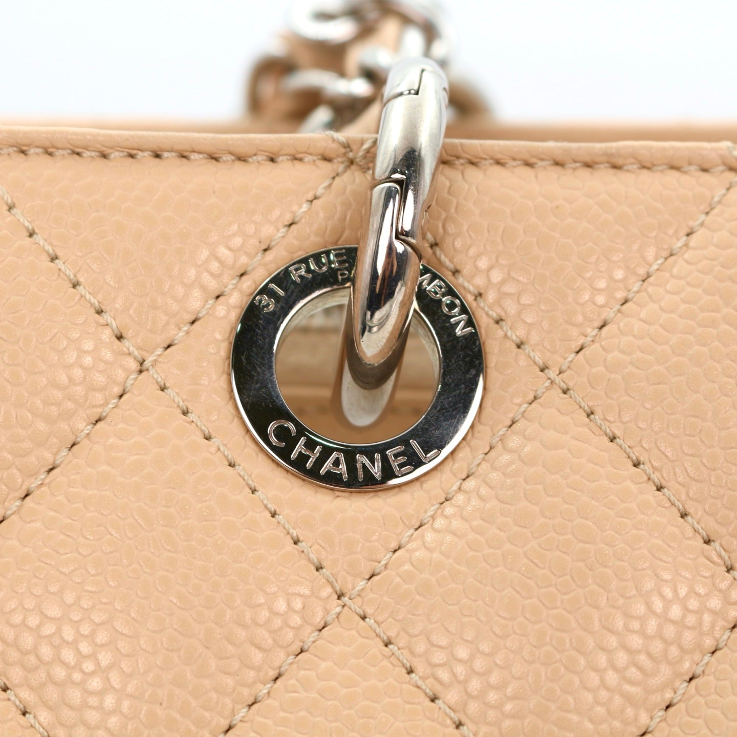 CHANEL Beige Caviar Grand Shopping Tote (GST) [Used]