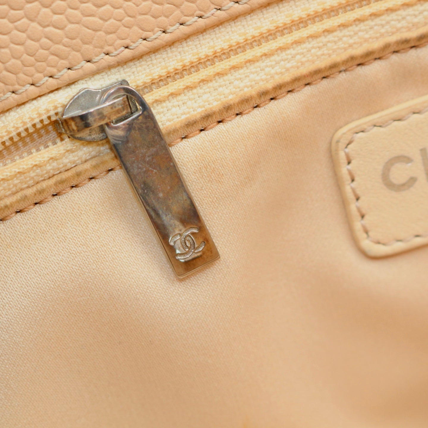 CHANEL Beige Caviar Grand Shopping Tote (GST) [Used]