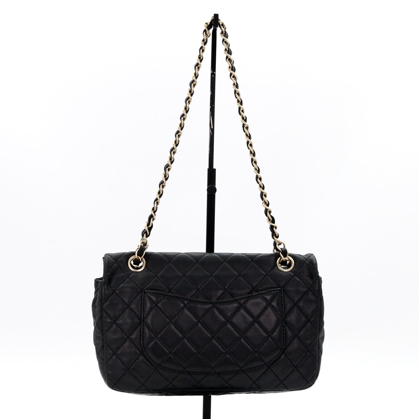 CHANEL Black Lambskin Glass Cabochon CC Flap Shoulder Bag [Used]