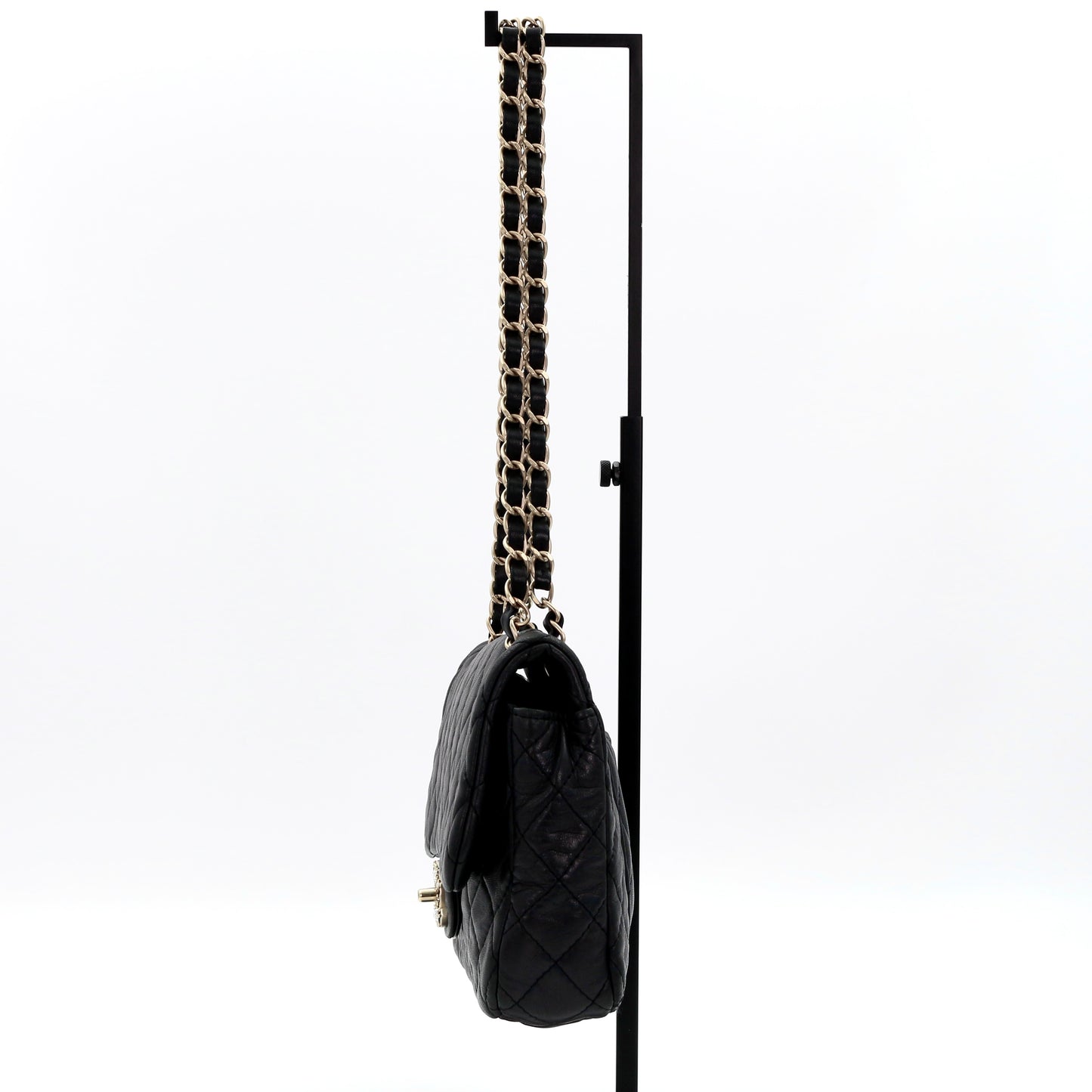 CHANEL Black Lambskin Glass Cabochon CC Flap Shoulder Bag [Used]