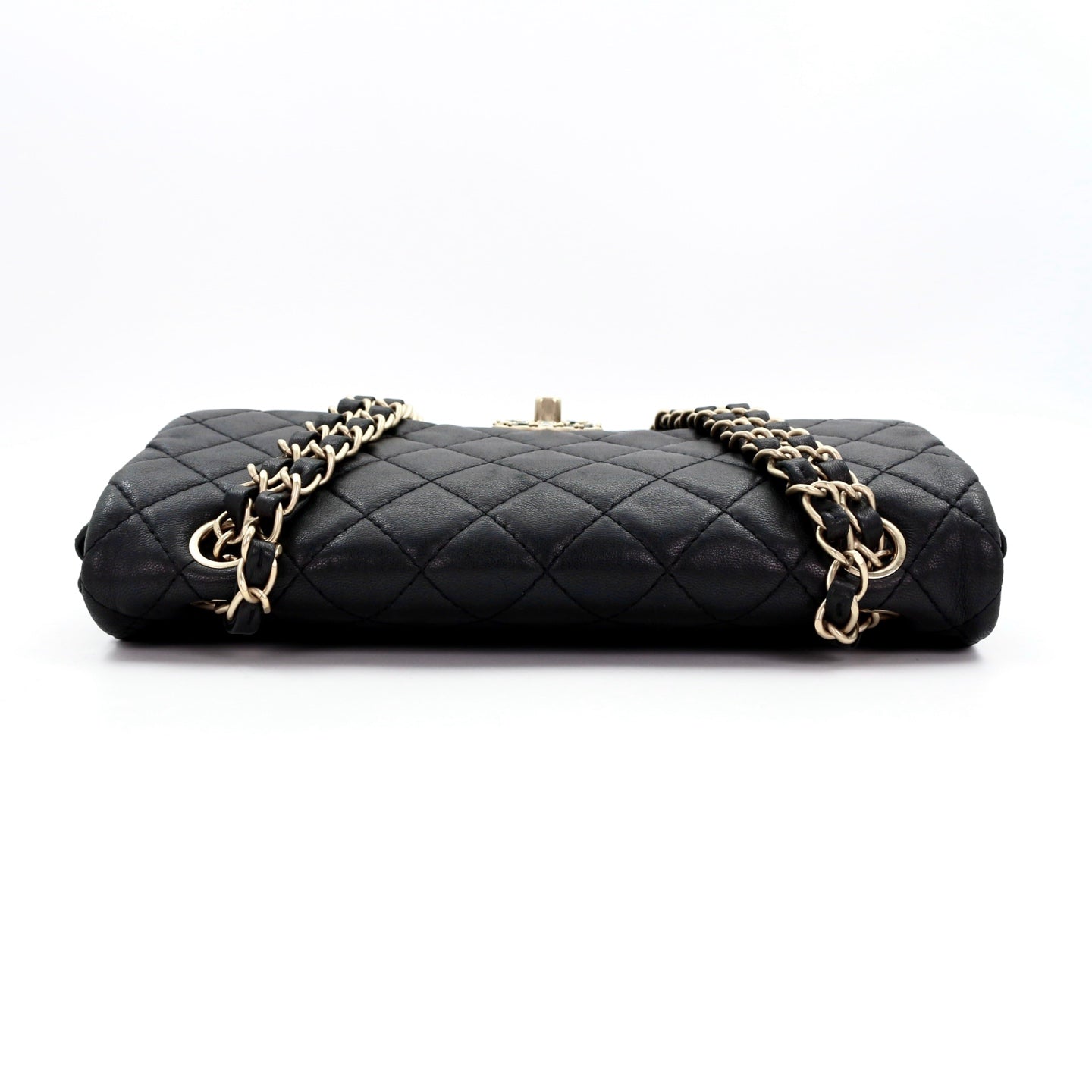 CHANEL Black Lambskin Glass Cabochon CC Flap Shoulder Bag [Used]