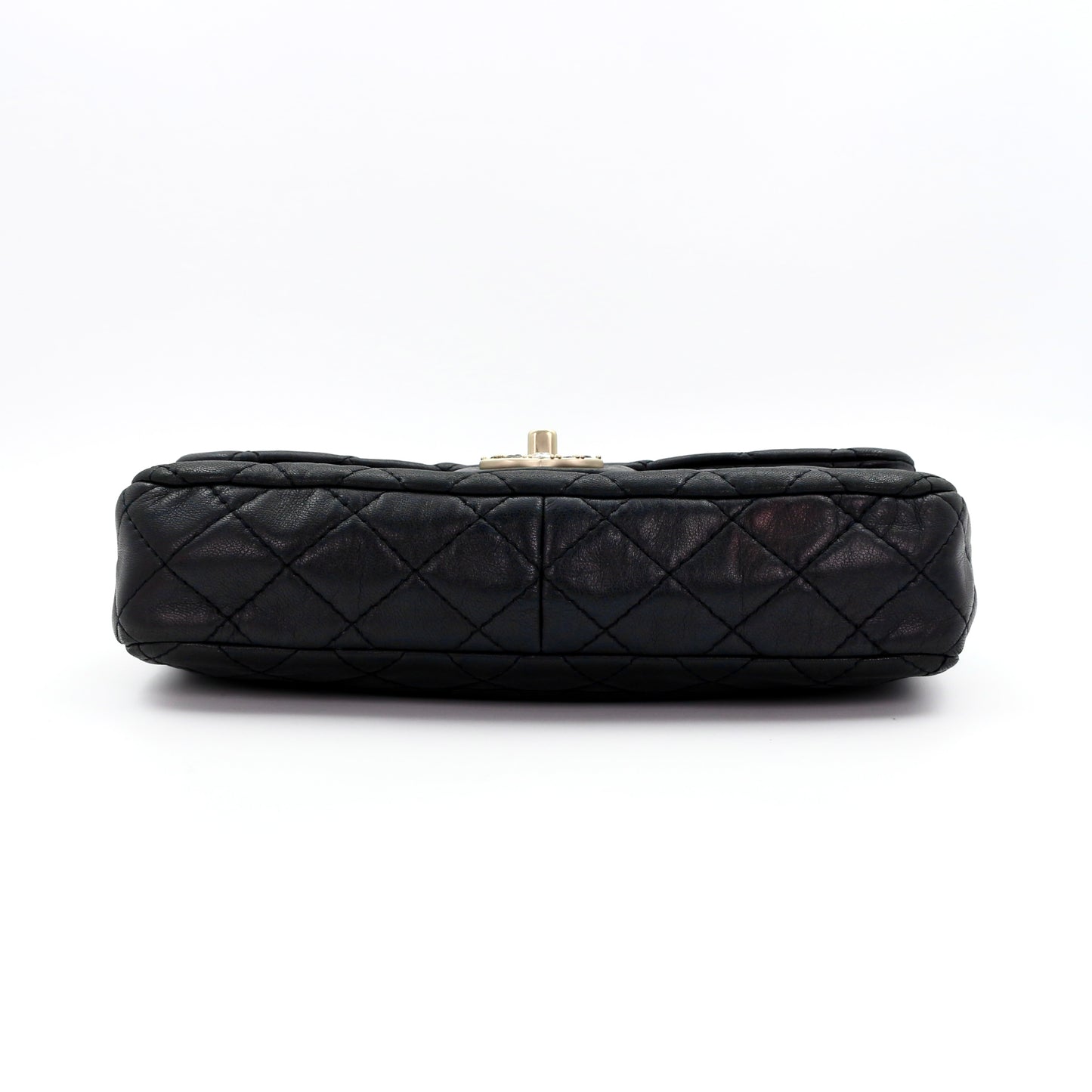 CHANEL Black Lambskin Glass Cabochon CC Flap Shoulder Bag [Used]