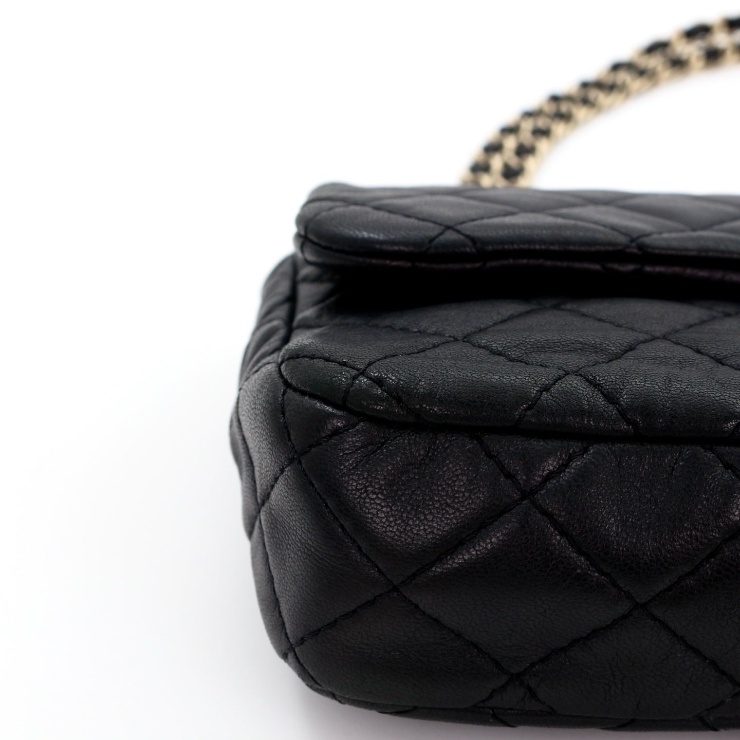 CHANEL Black Lambskin Glass Cabochon CC Flap Shoulder Bag [Used]