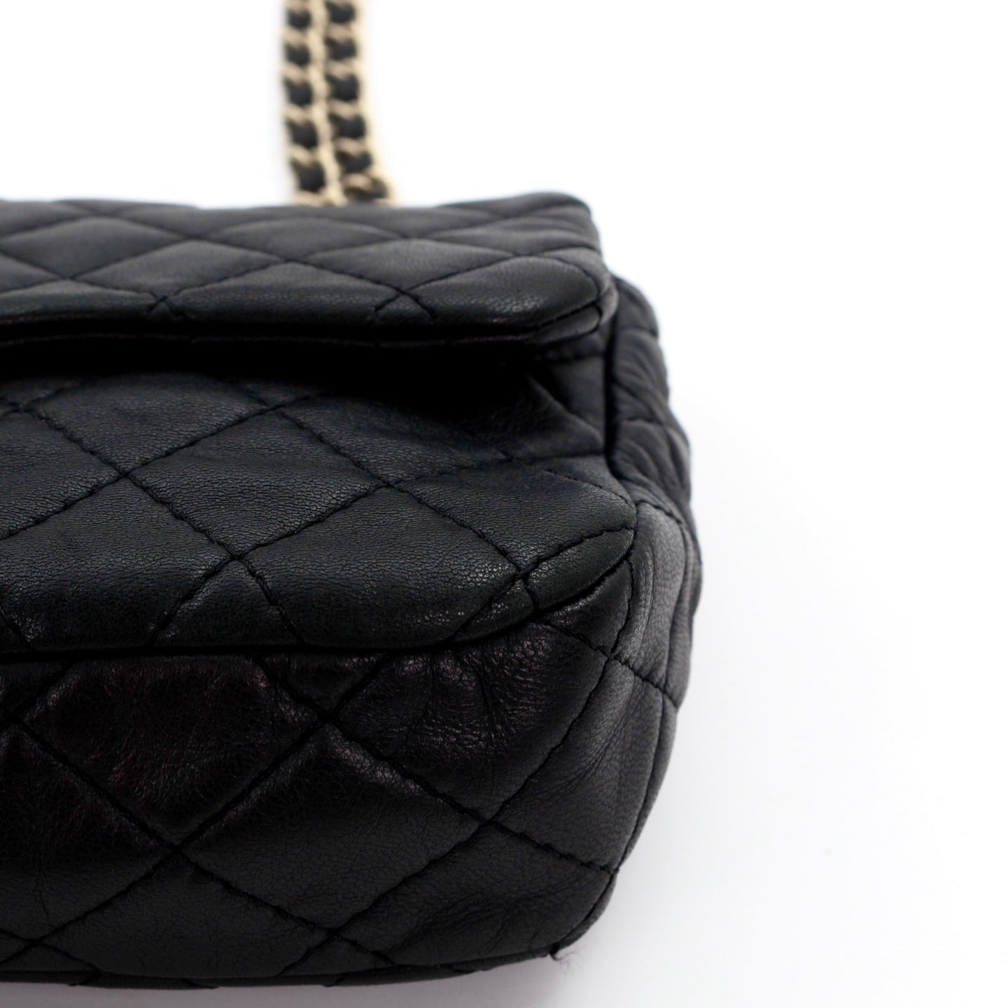 CHANEL Black Lambskin Glass Cabochon CC Flap Shoulder Bag [Used]