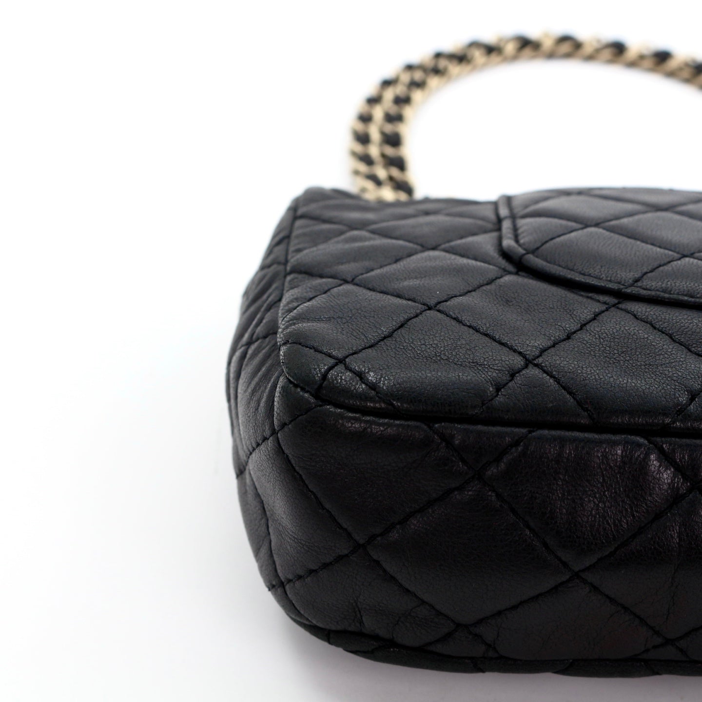 CHANEL Black Lambskin Glass Cabochon CC Flap Shoulder Bag [Used]