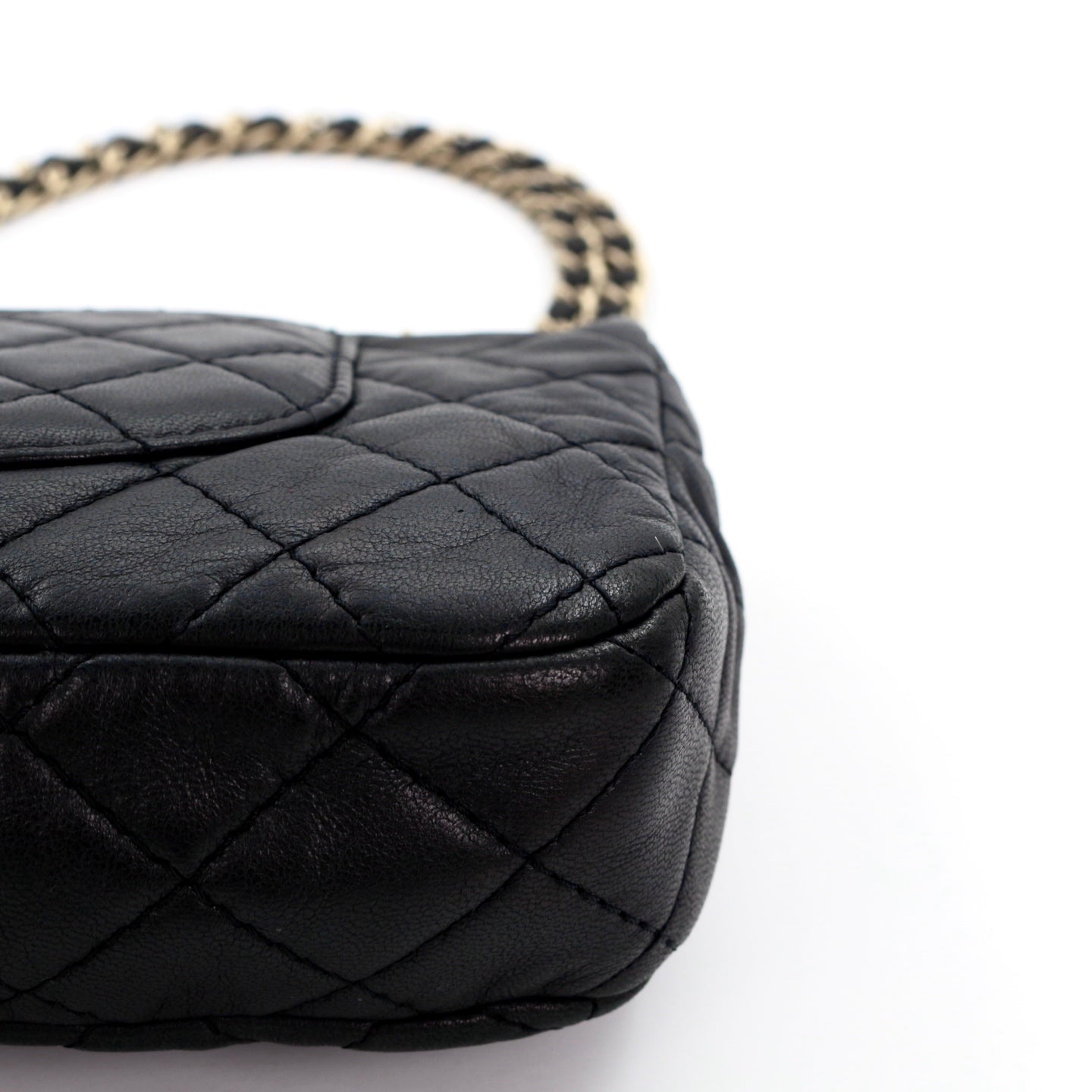 CHANEL Black Lambskin Glass Cabochon CC Flap Shoulder Bag [Used]