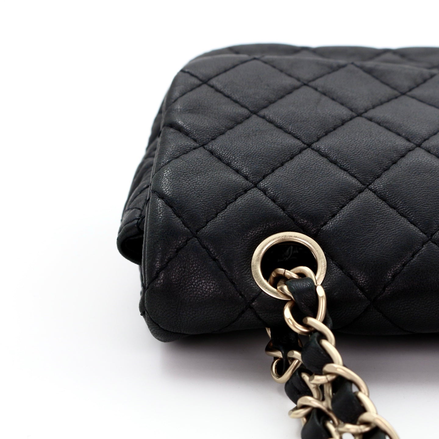 CHANEL Black Lambskin Glass Cabochon CC Flap Shoulder Bag [Used]
