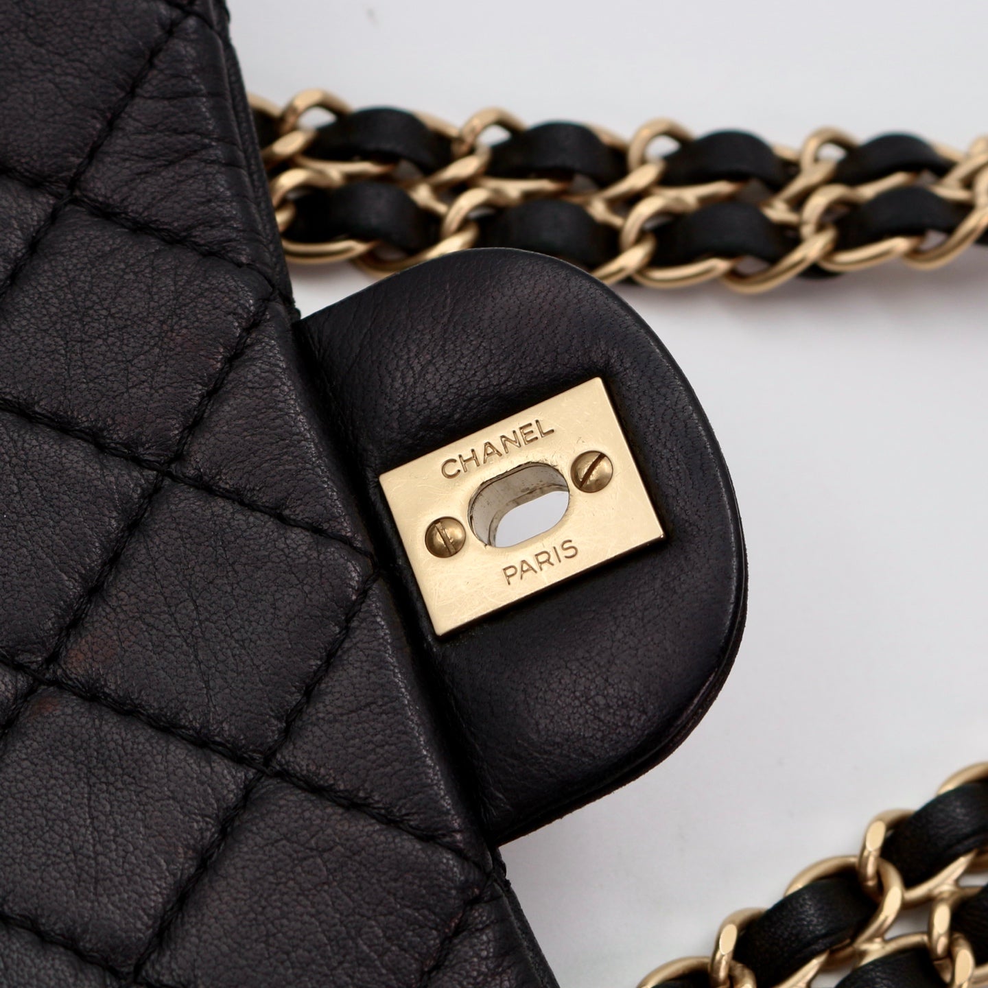 CHANEL Black Lambskin Glass Cabochon CC Flap Shoulder Bag [Used]