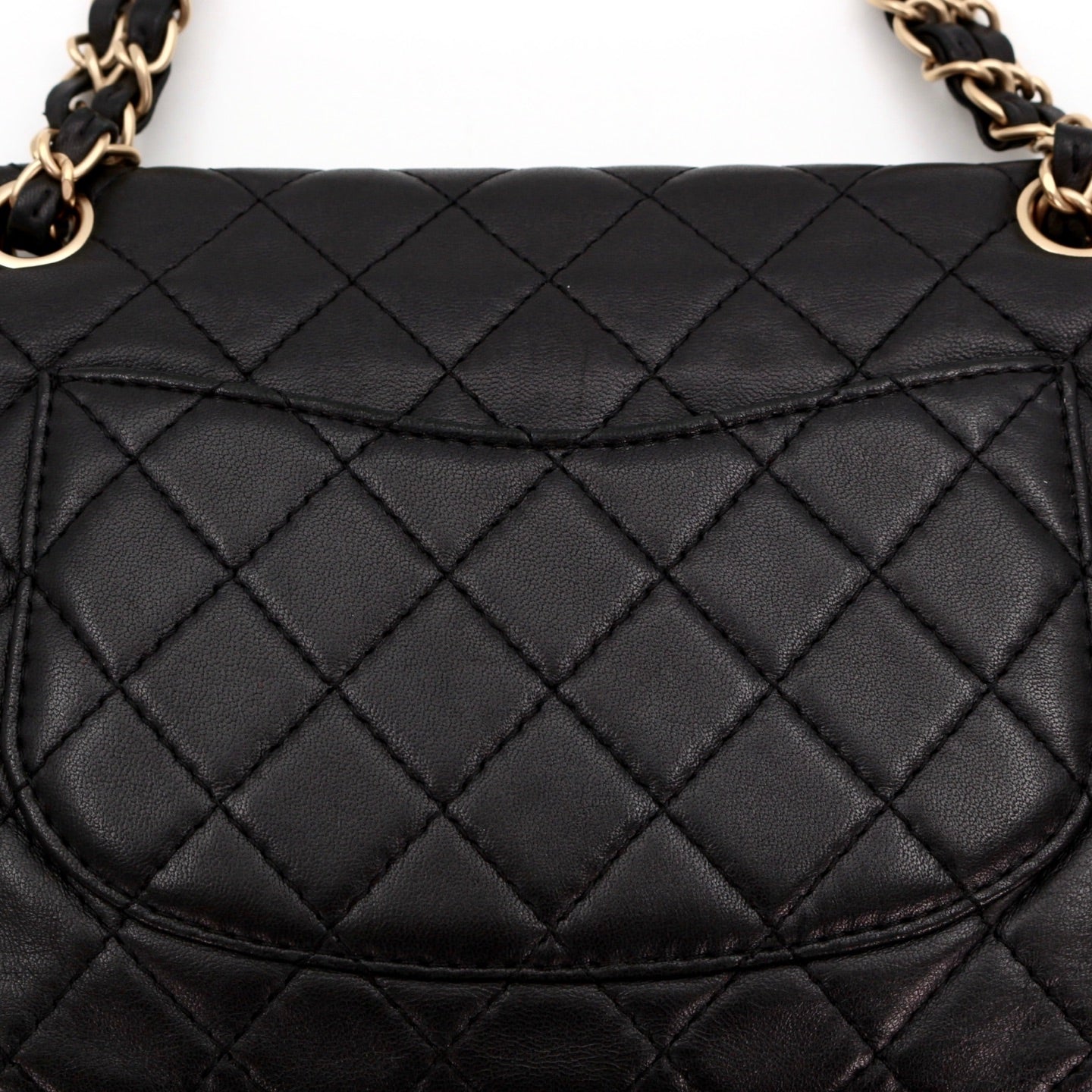 CHANEL Black Lambskin Glass Cabochon CC Flap Shoulder Bag [Used]