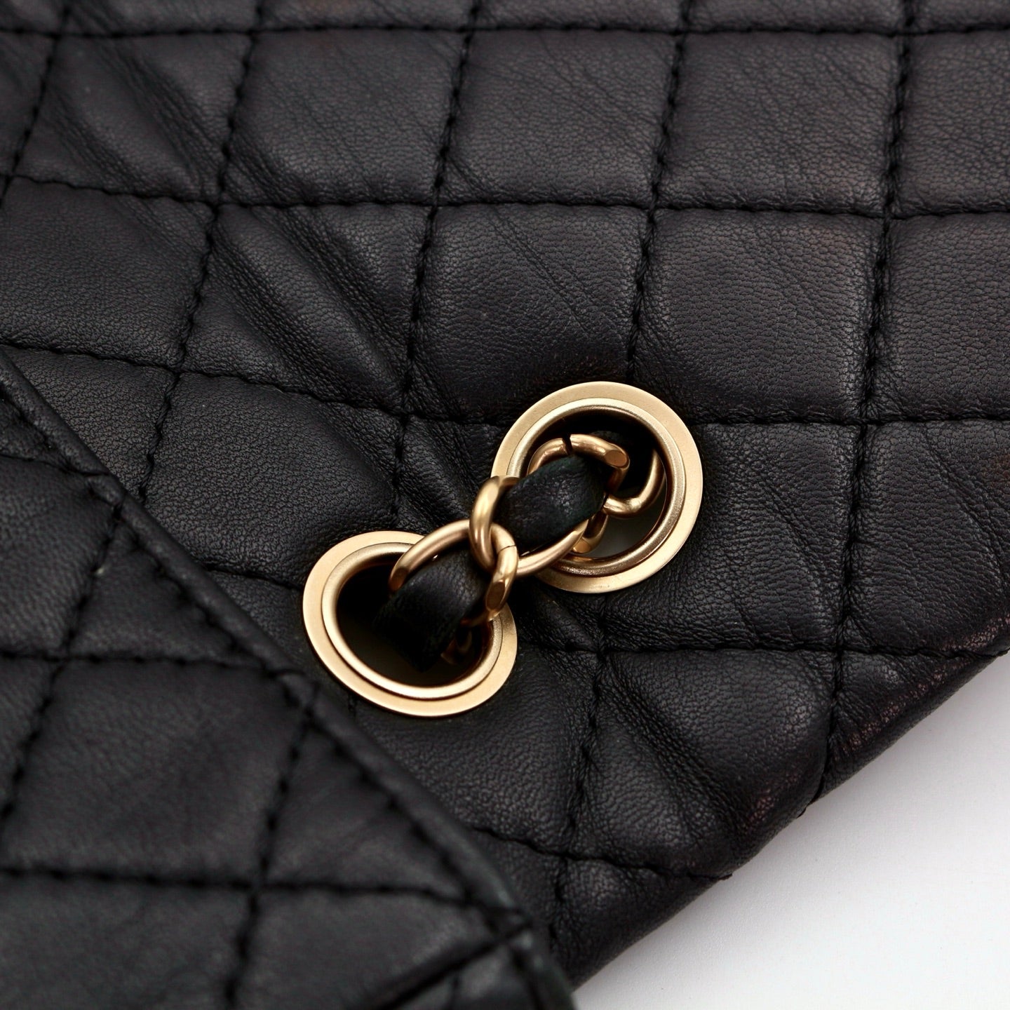 CHANEL Black Lambskin Glass Cabochon CC Flap Shoulder Bag [Used]