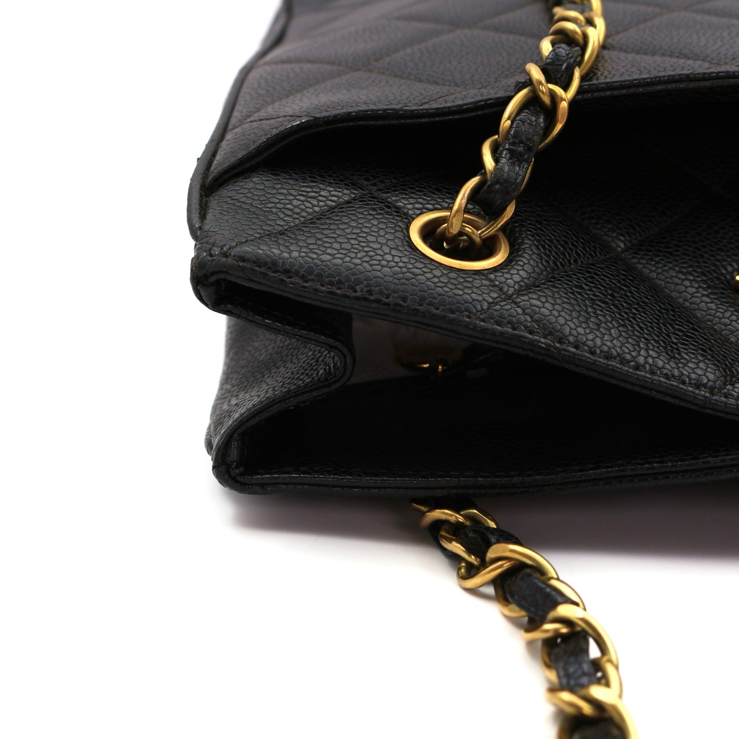 CHANEL Black Caviar CC Logo Chain Tote Bag [Used]