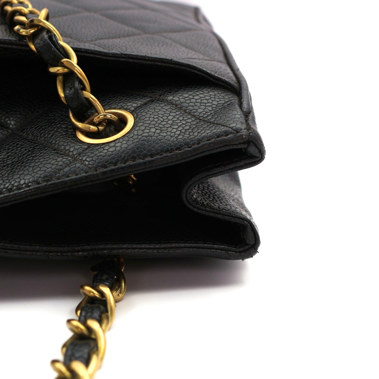 CHANEL Black Caviar CC Logo Chain Tote Bag [Used]