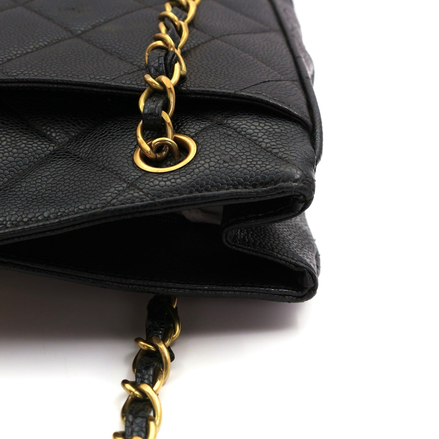 CHANEL Black Caviar CC Logo Chain Tote Bag [Used]