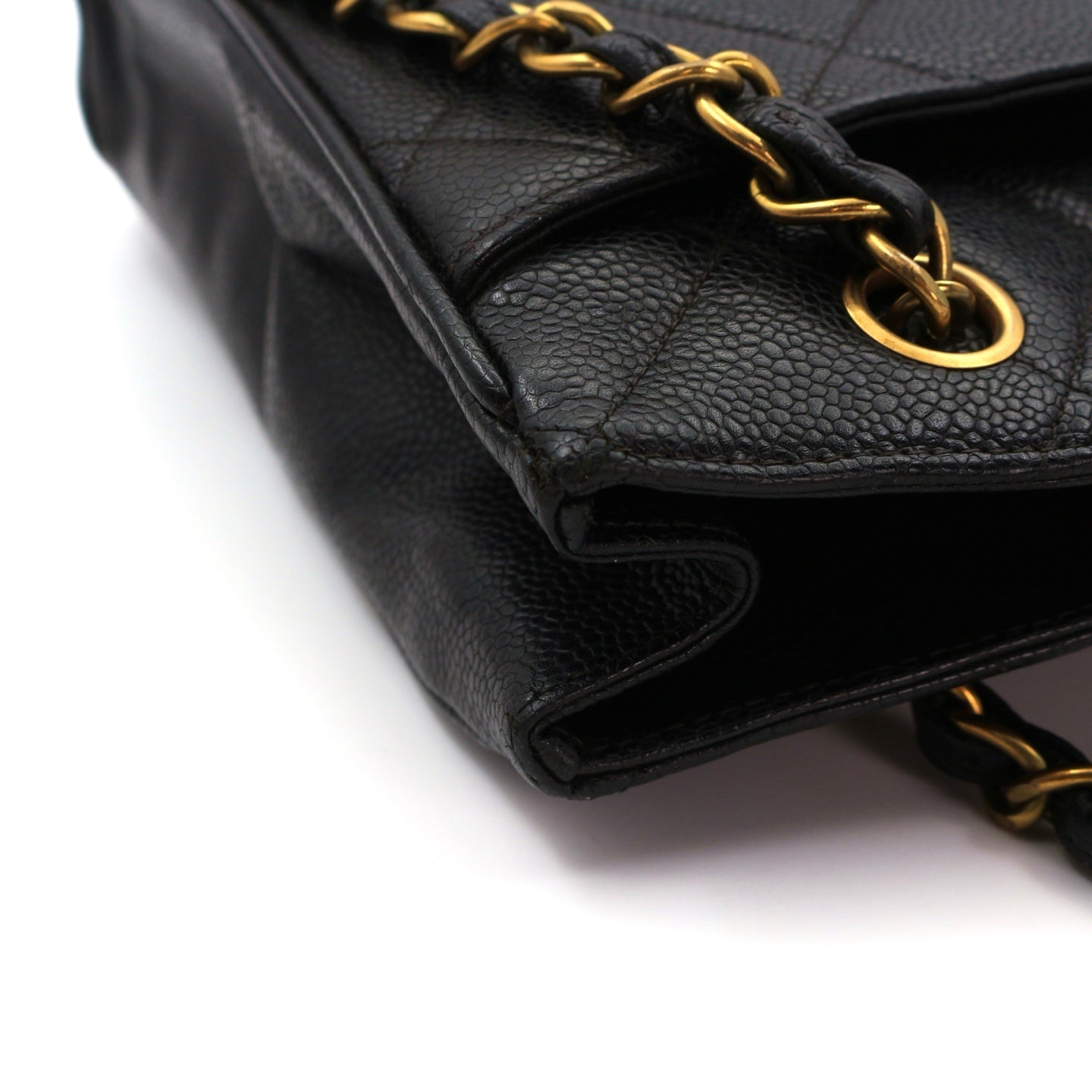 CHANEL Black Caviar CC Logo Chain Tote Bag [Used]