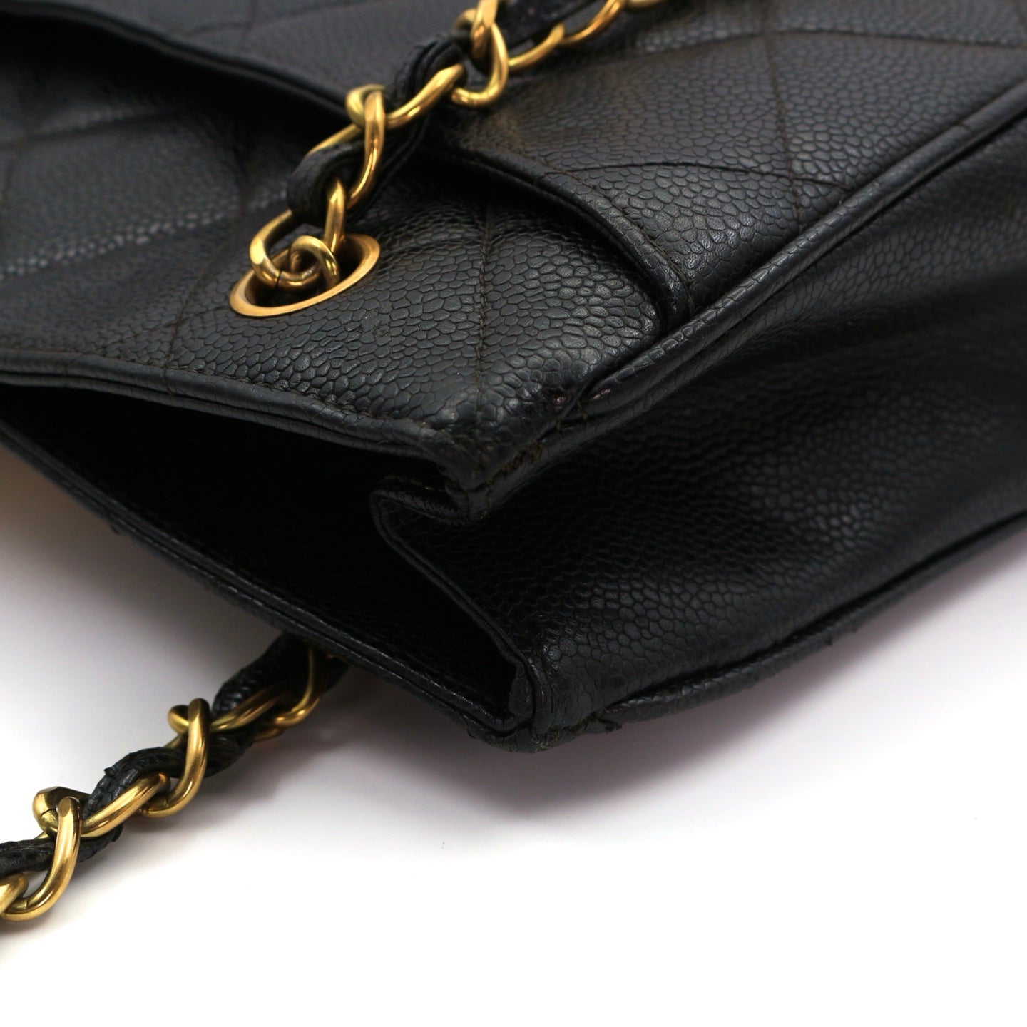 CHANEL Black Caviar CC Logo Chain Tote Bag [Used]