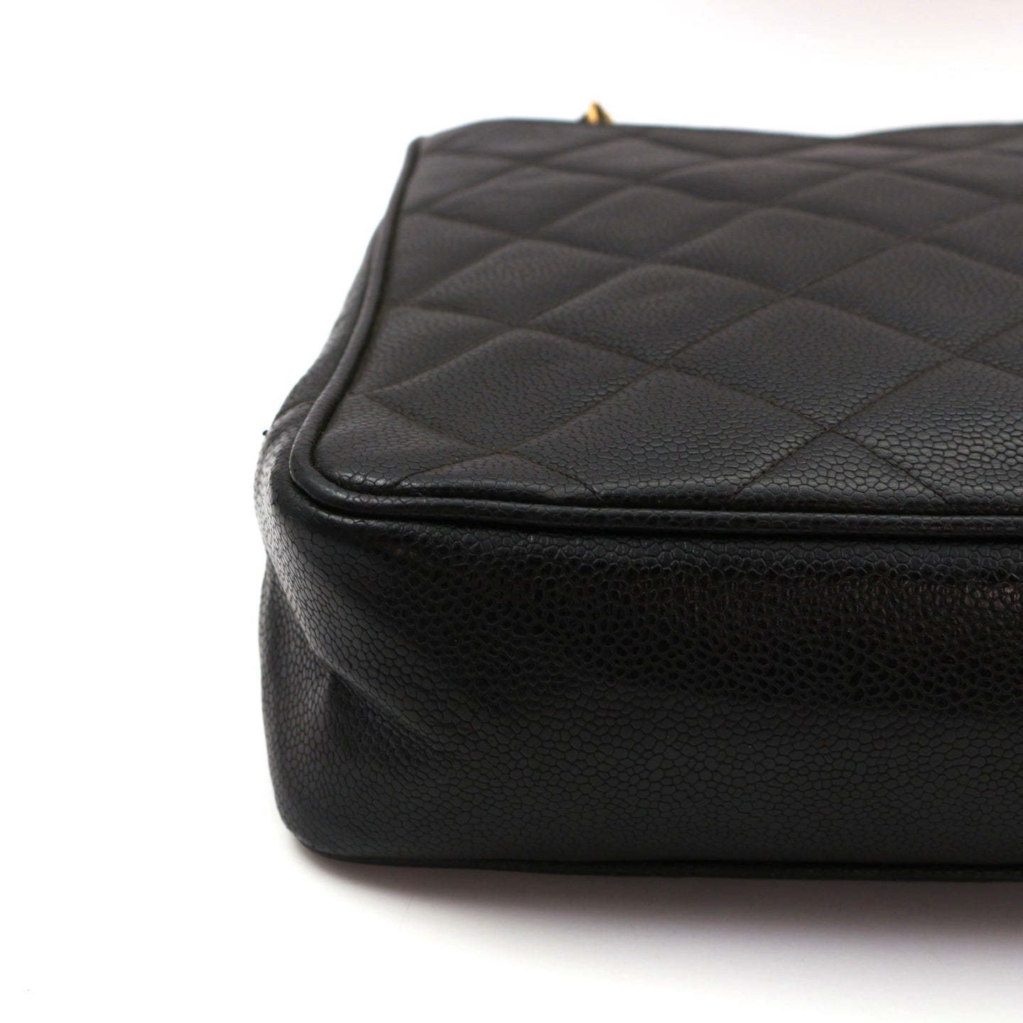 CHANEL Black Caviar CC Logo Chain Tote Bag [Used]
