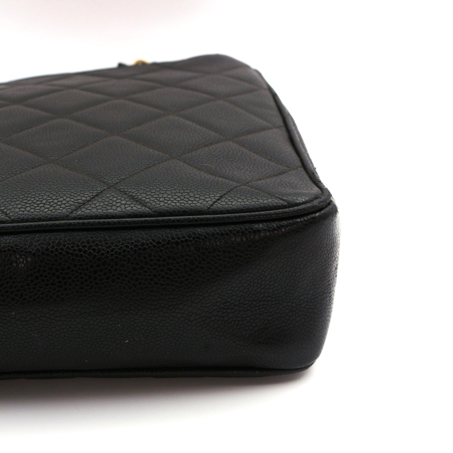 CHANEL Black Caviar CC Logo Chain Tote Bag [Used]