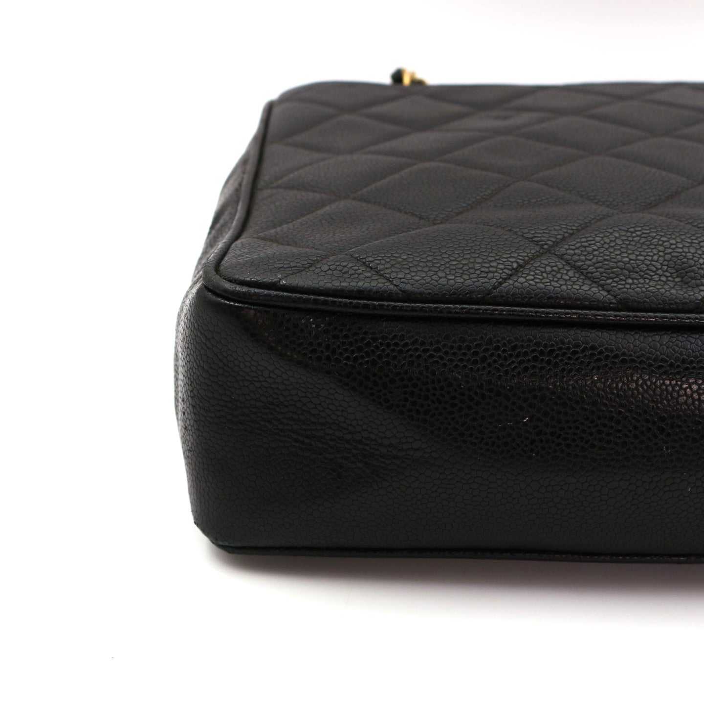 CHANEL Black Caviar CC Logo Chain Tote Bag [Used]