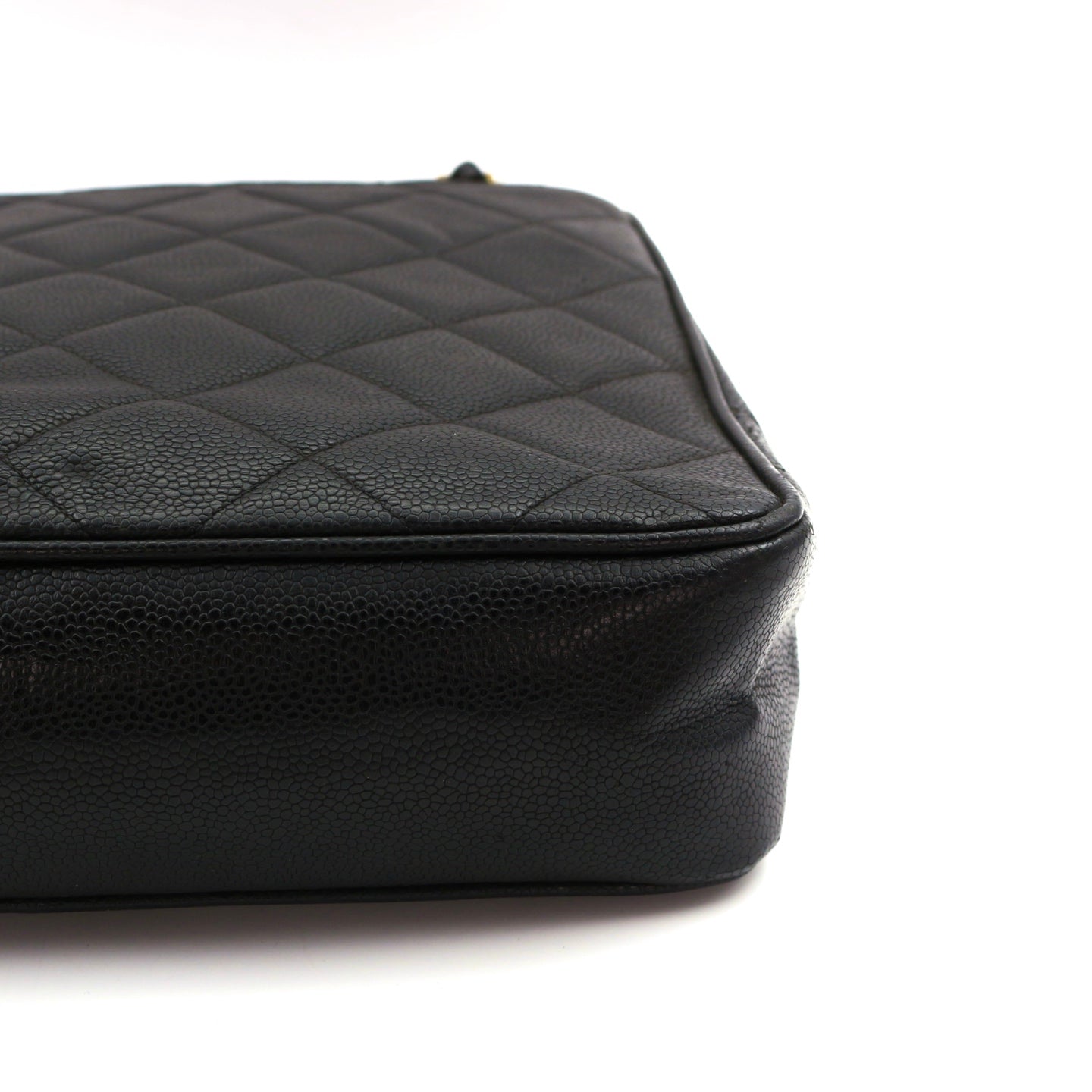 CHANEL Black Caviar CC Logo Chain Tote Bag [Used]