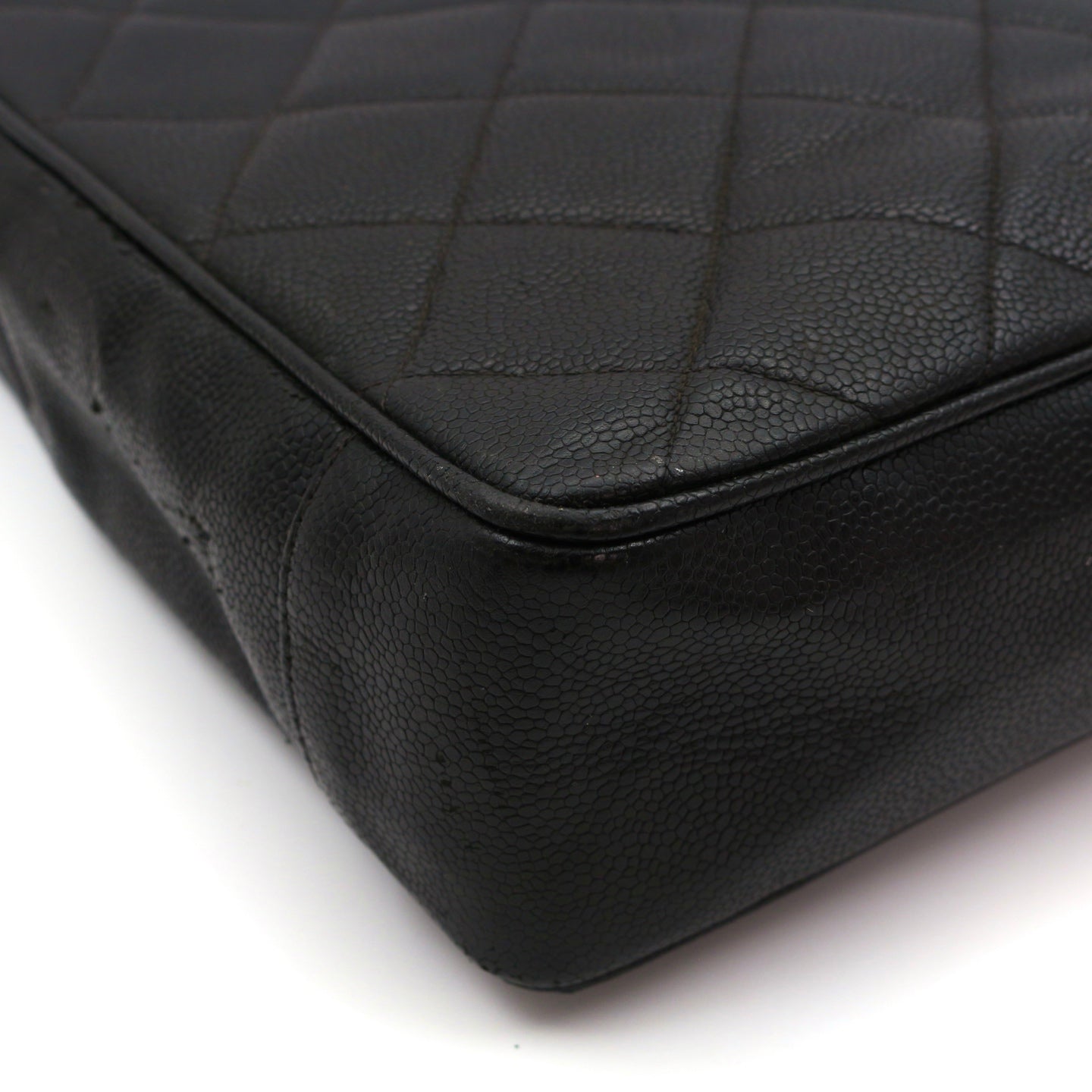 CHANEL Black Caviar CC Logo Chain Tote Bag [Used]