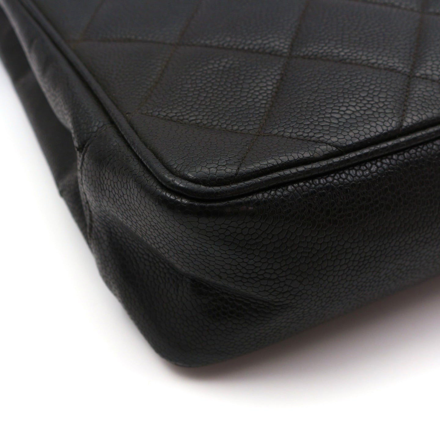 CHANEL Black Caviar CC Logo Chain Tote Bag [Used]