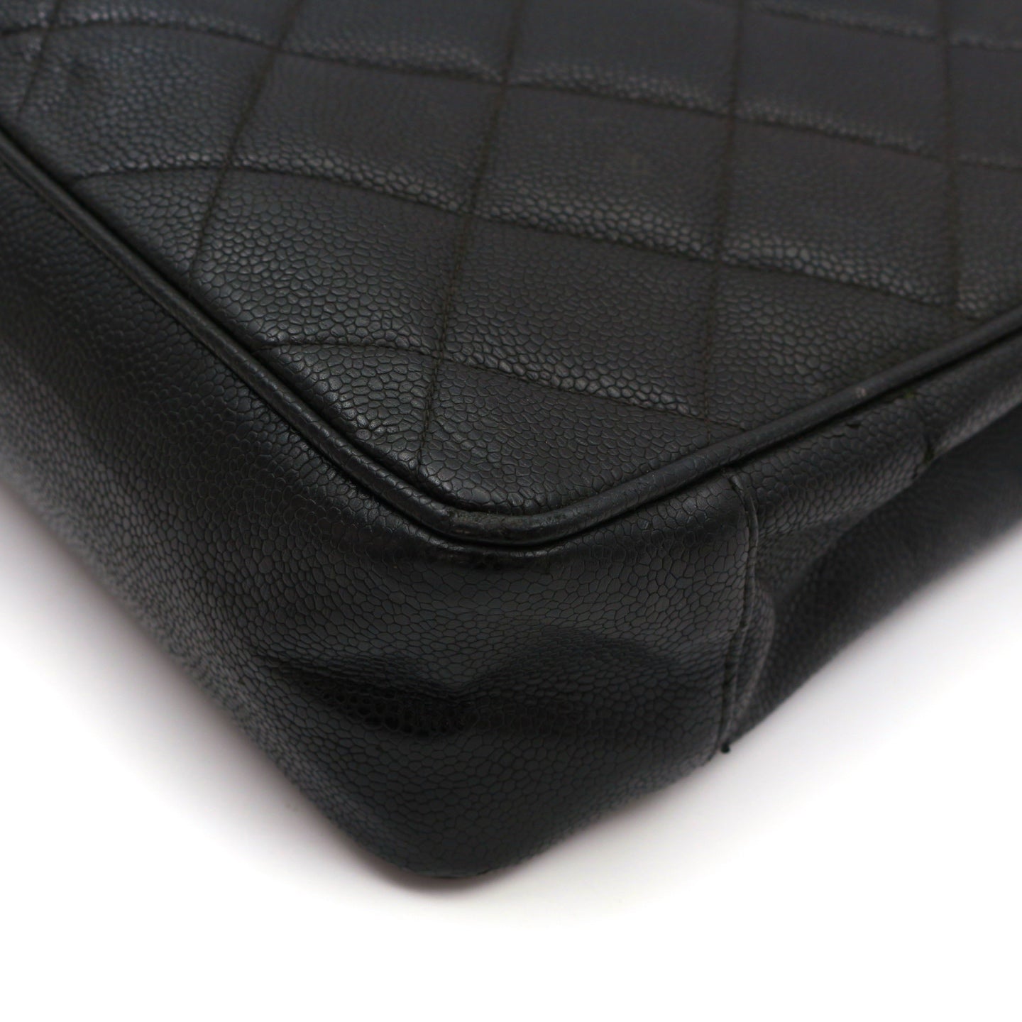 CHANEL Black Caviar CC Logo Chain Tote Bag [Used]