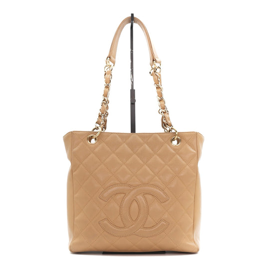 CHANEL Beige Caviar Petite Shopping Tote (PST) [Used]