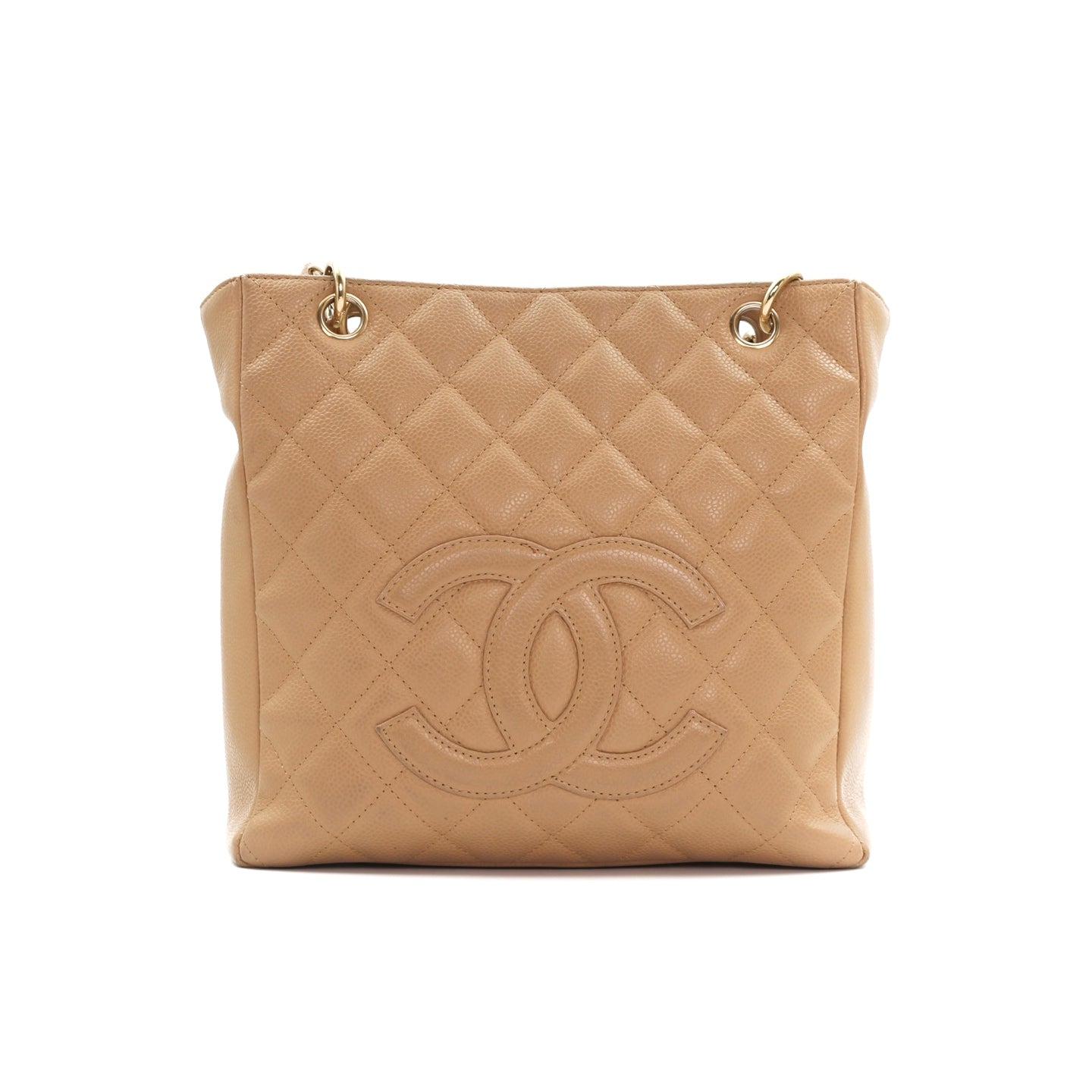 CHANEL Beige Caviar Petite Shopping Tote (PST) [Used]