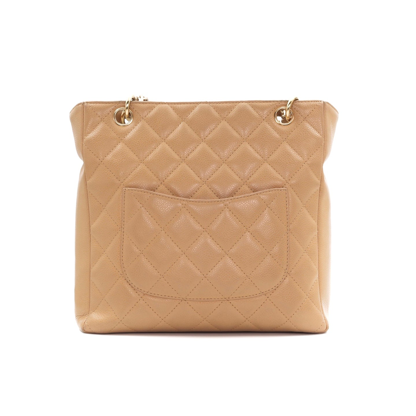 CHANEL Beige Caviar Petite Shopping Tote (PST) [Used]