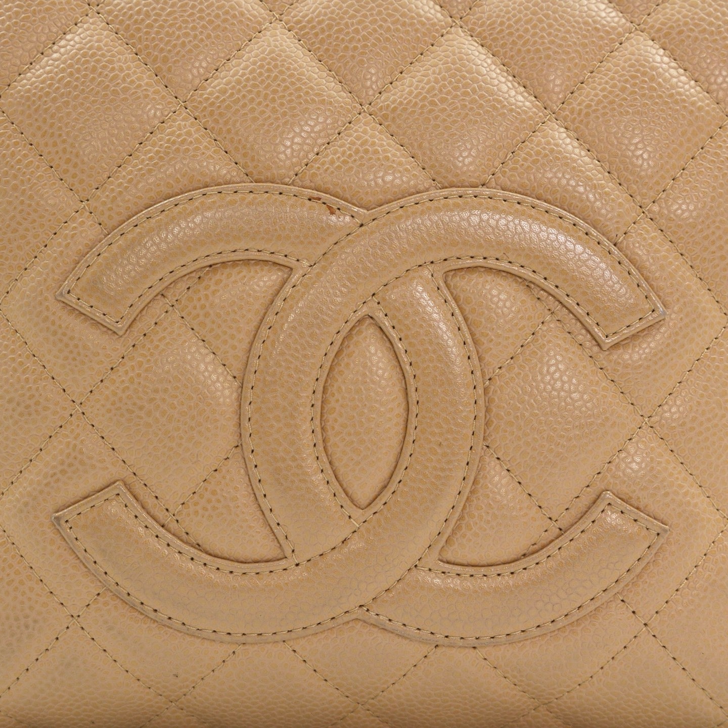 CHANEL Beige Caviar Petite Shopping Tote (PST) [Used]