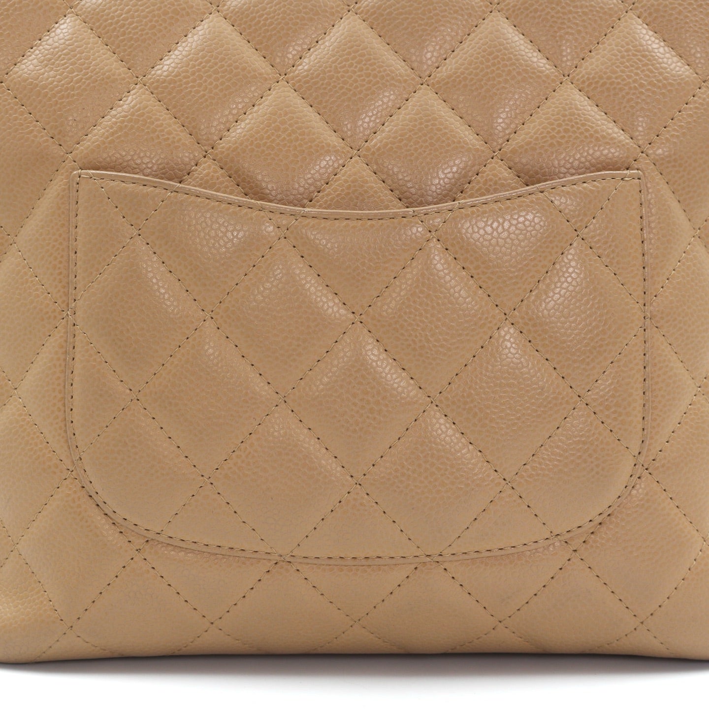 CHANEL Beige Caviar Petite Shopping Tote (PST) [Used]