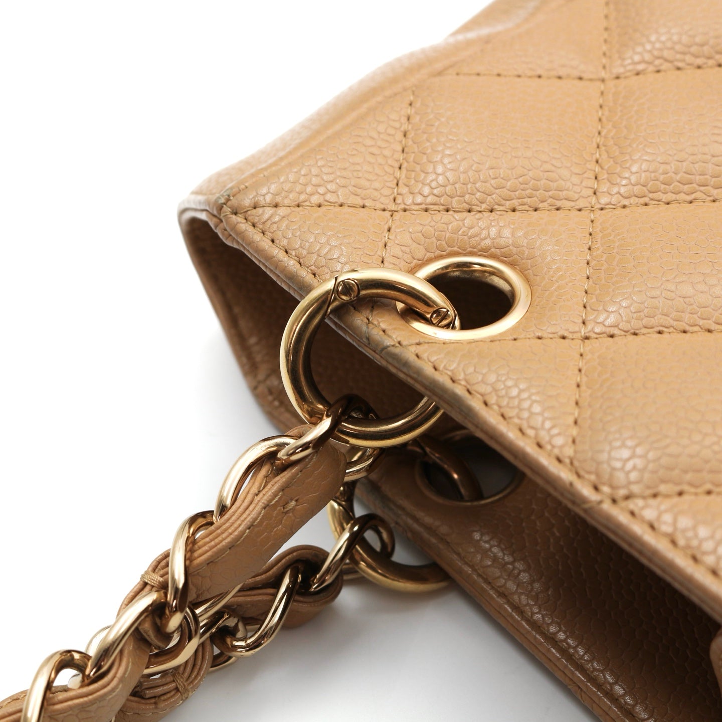 CHANEL Beige Caviar Petite Shopping Tote (PST) [Used]