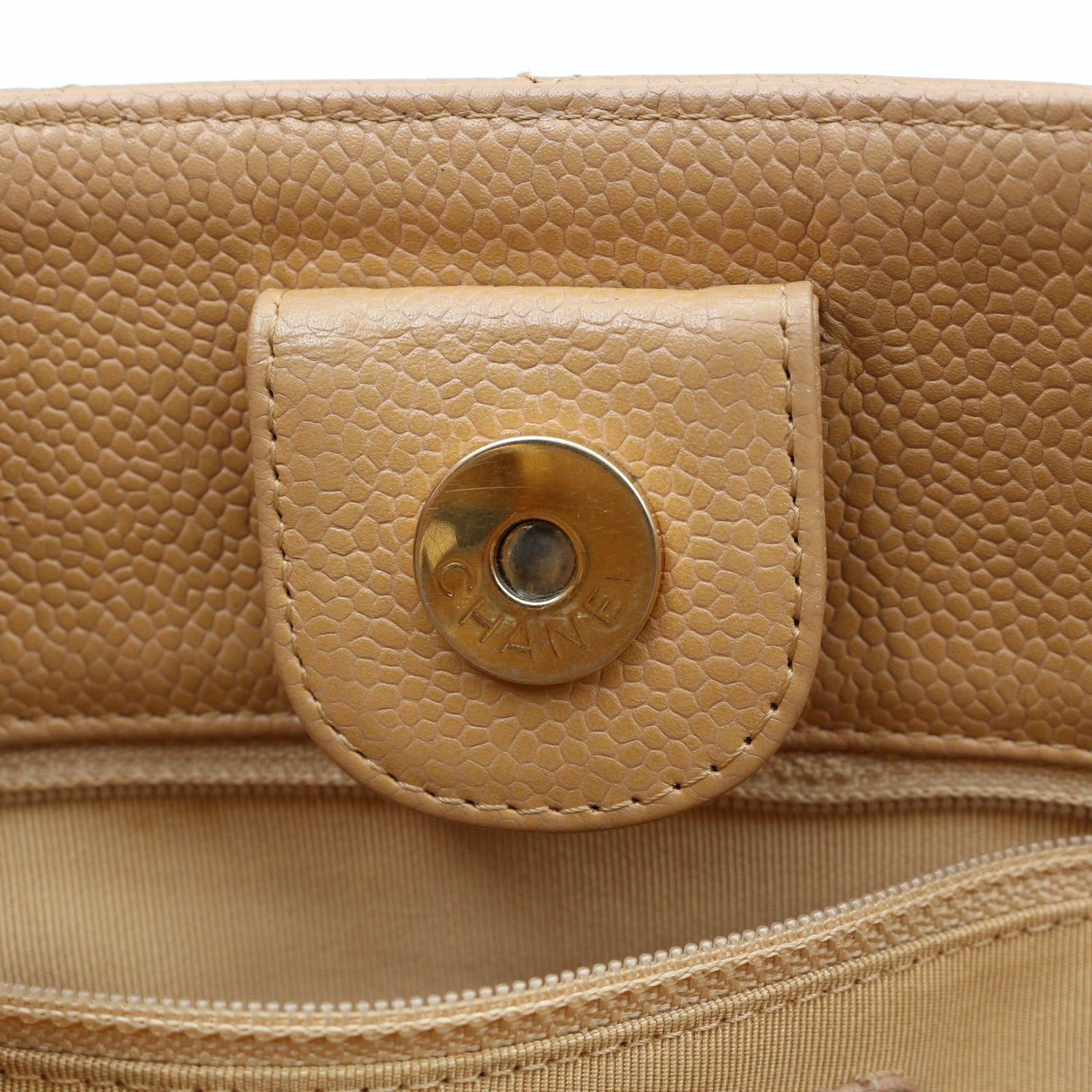 CHANEL Beige Caviar Petite Shopping Tote (PST) [Used]