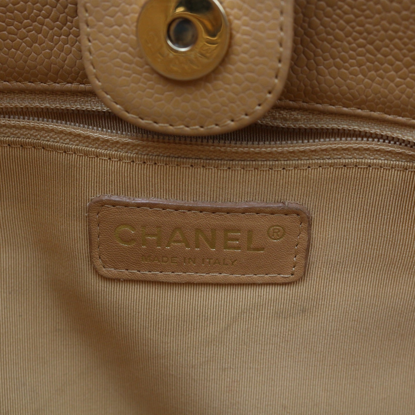 CHANEL Beige Caviar Petite Shopping Tote (PST) [Used]