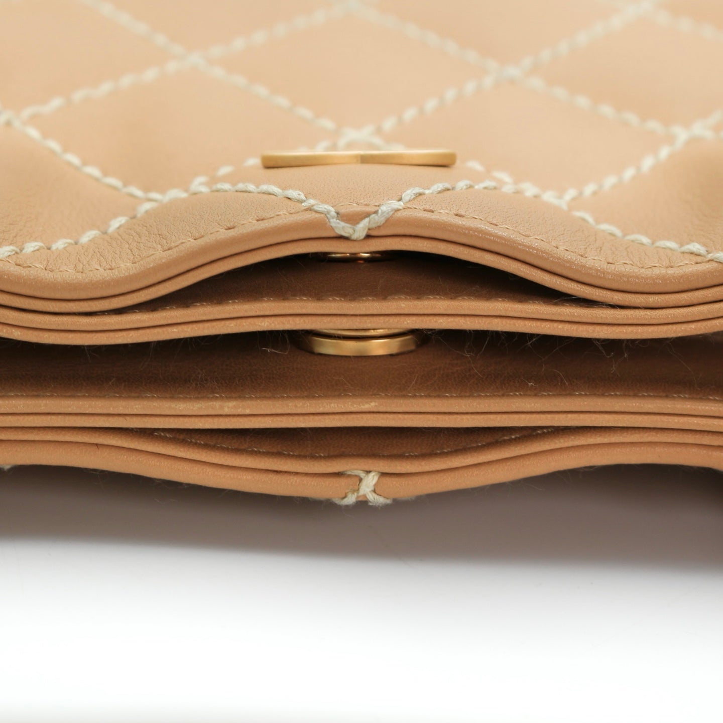 CHANEL Beige Lambskin Contrast Stitch Vivienne Tote Bag [Used]