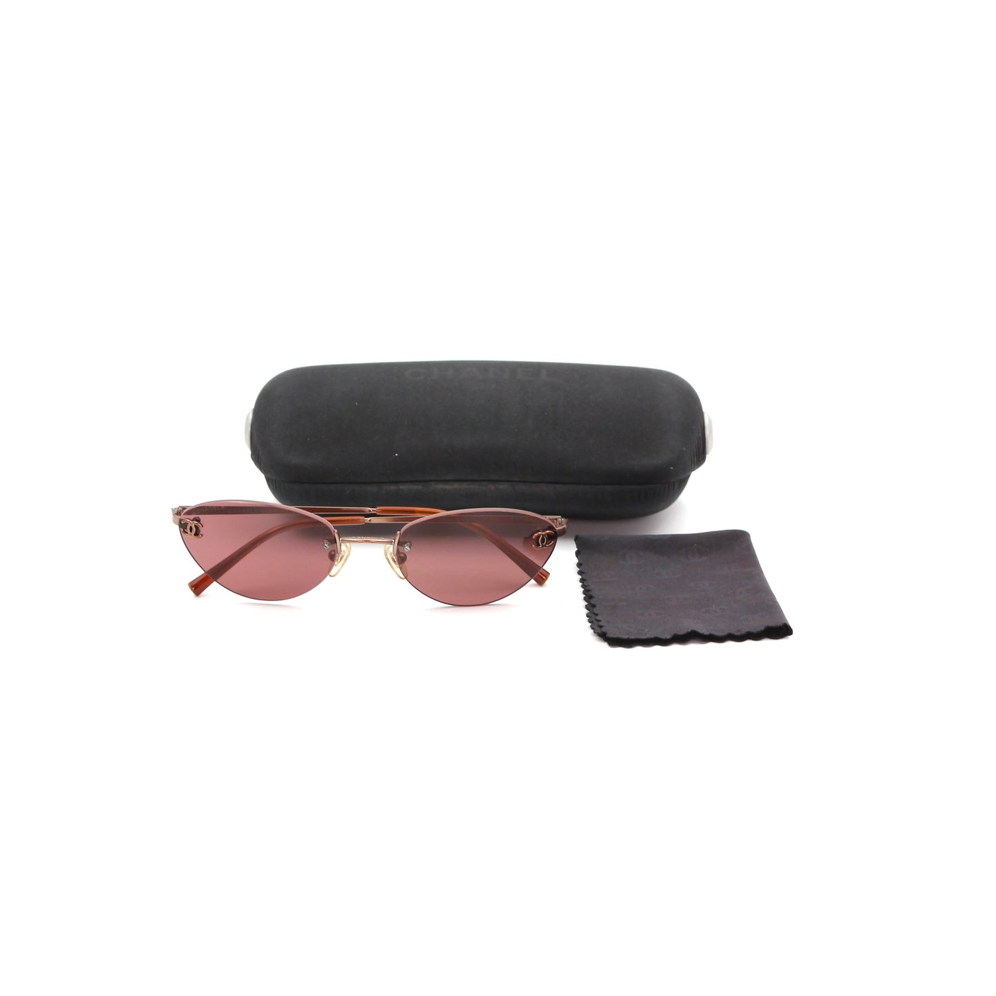 CHANEL Berry Pink Rimless CC Logo Sunglasses [Used]