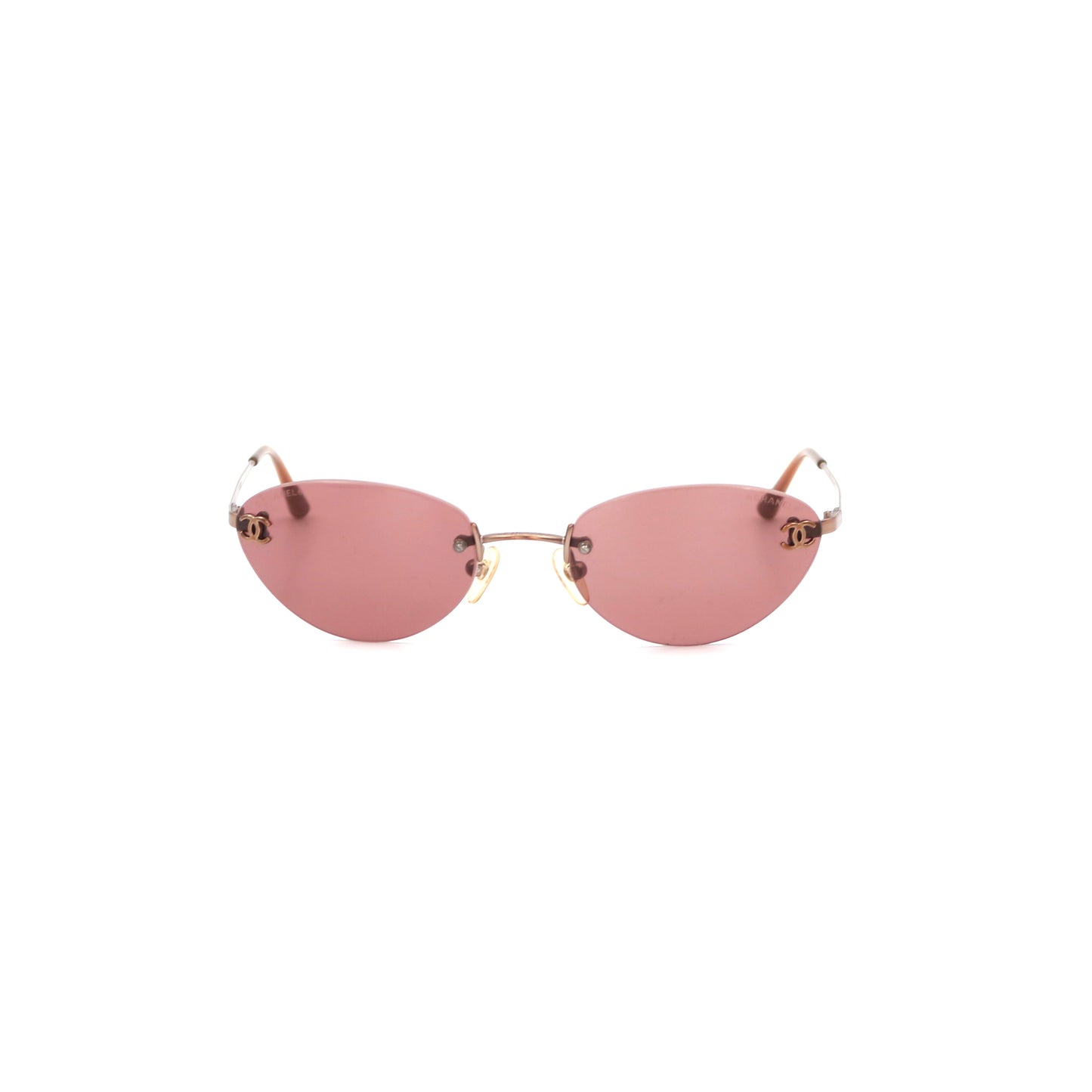 CHANEL Berry Pink Rimless CC Logo Sunglasses [Used]