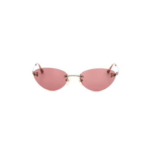 CHANEL Berry Pink Rimless CC Logo Sunglasses [Used]