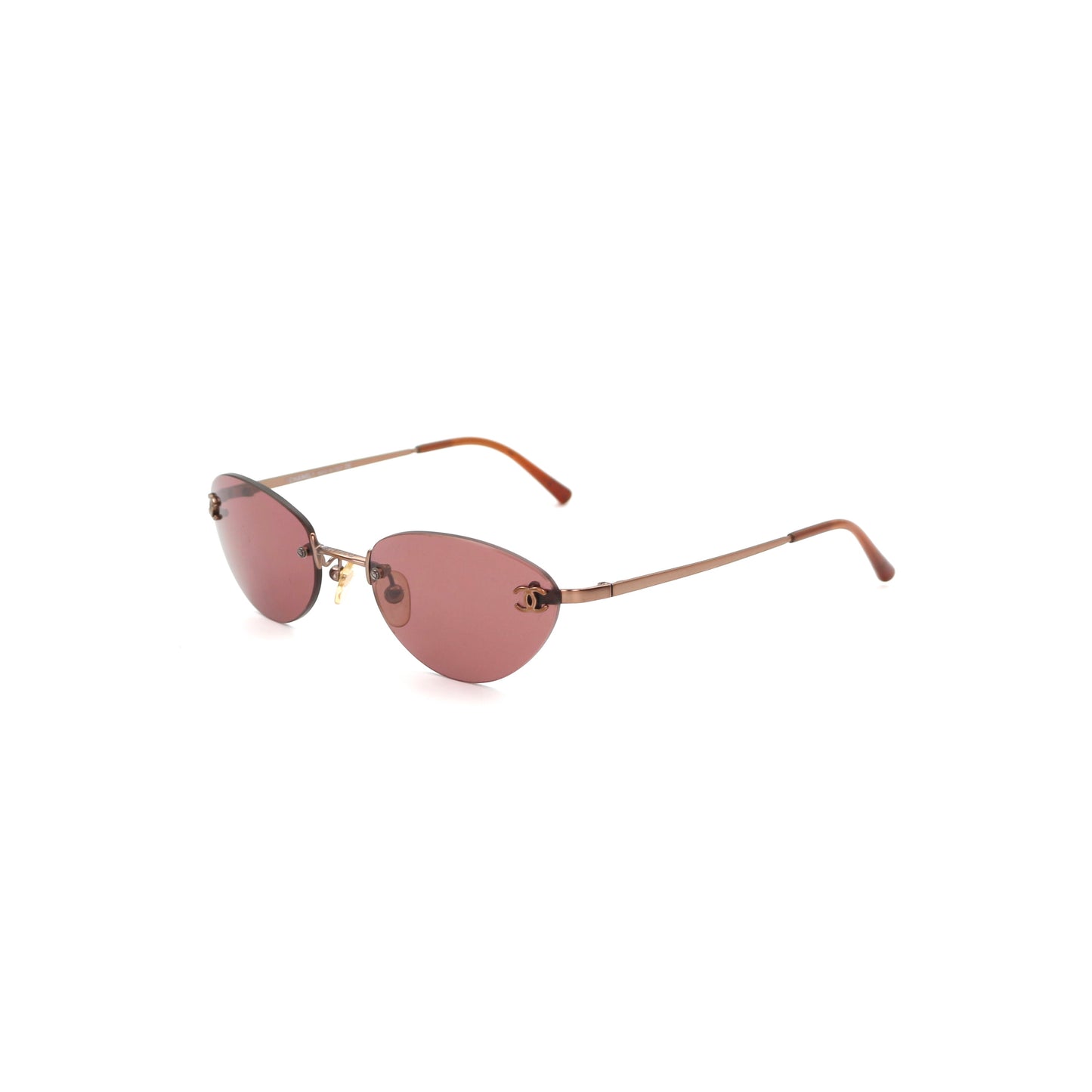 CHANEL Berry Pink Rimless CC Logo Sunglasses [Used]