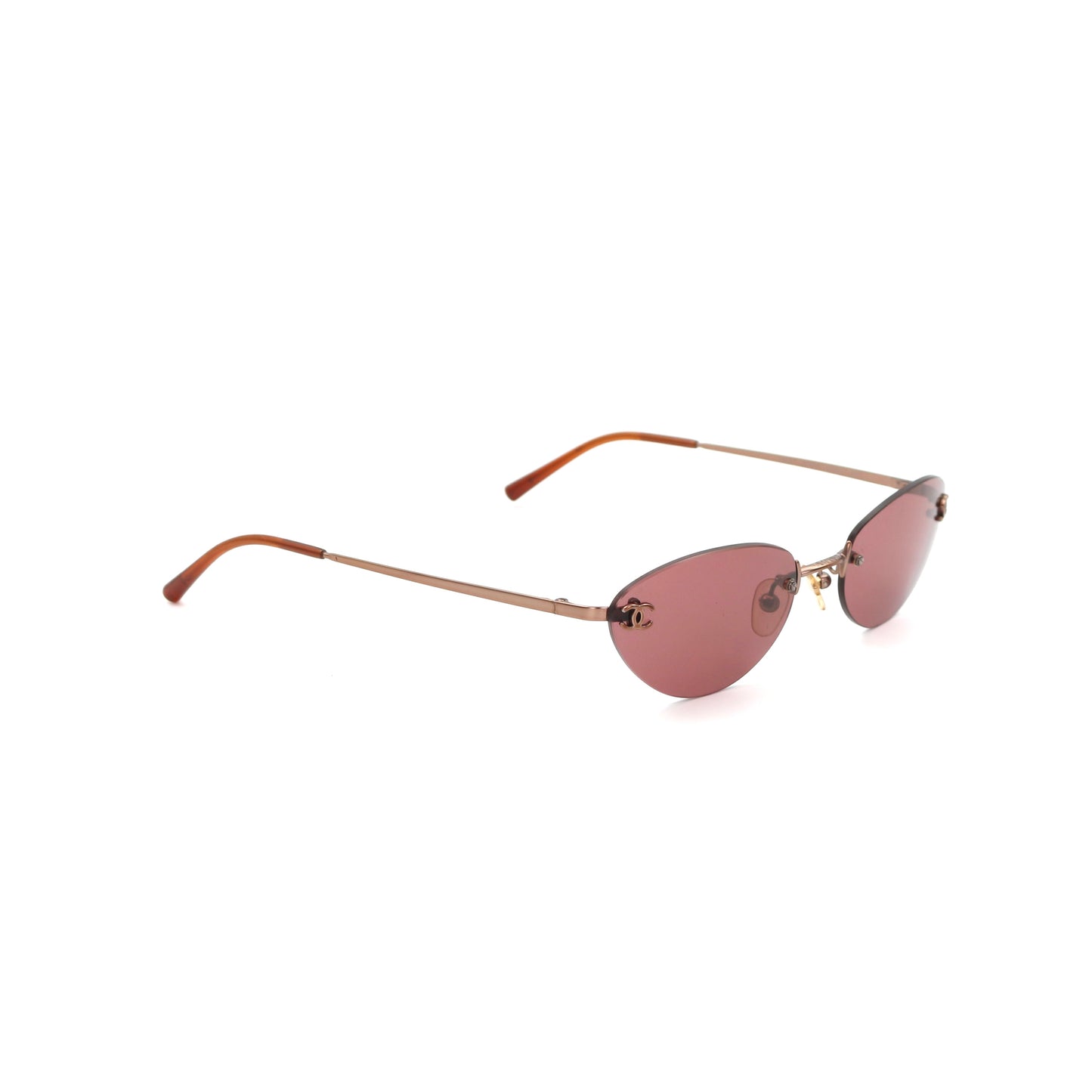 CHANEL Berry Pink Rimless CC Logo Sunglasses [Used]