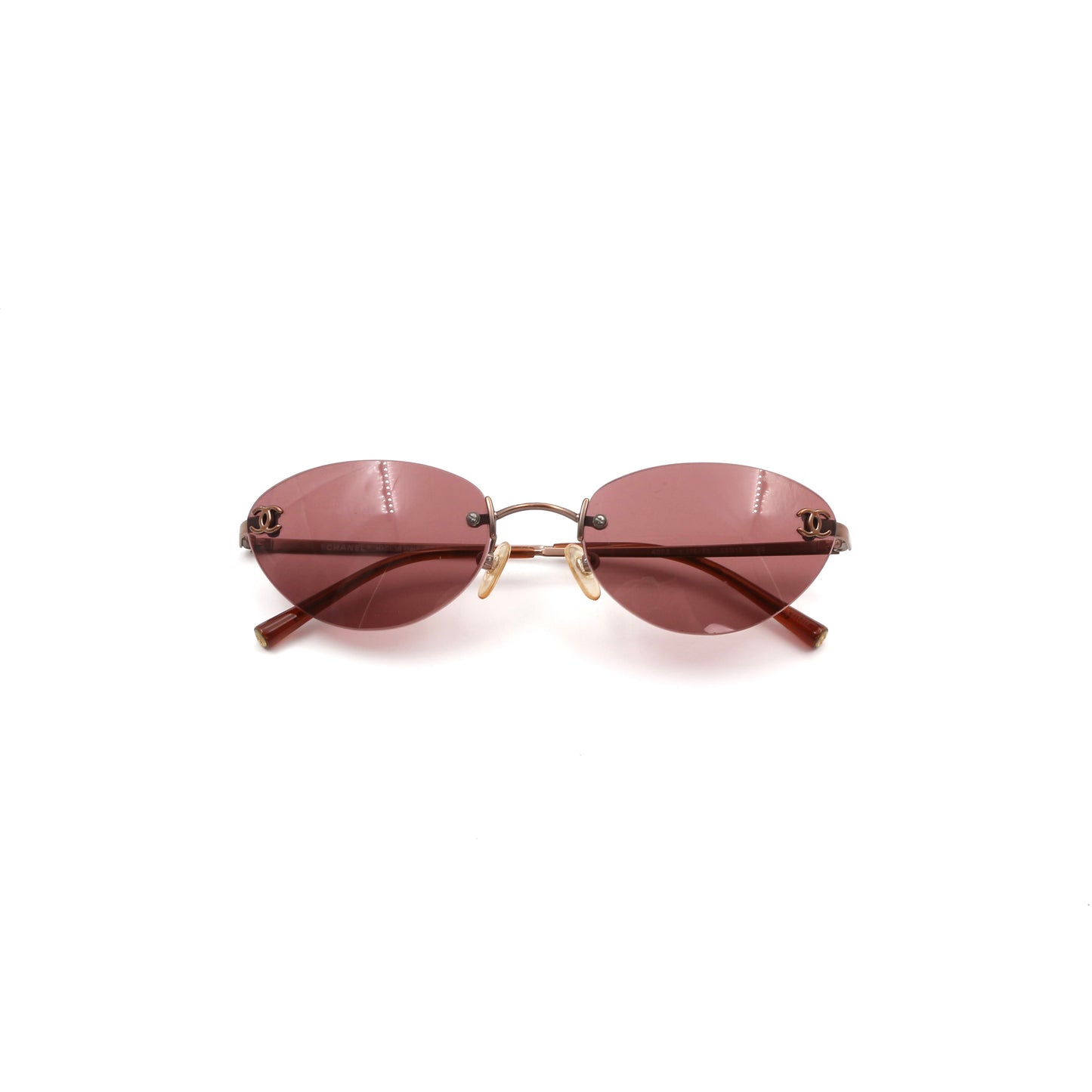CHANEL Berry Pink Rimless CC Logo Sunglasses [Used]