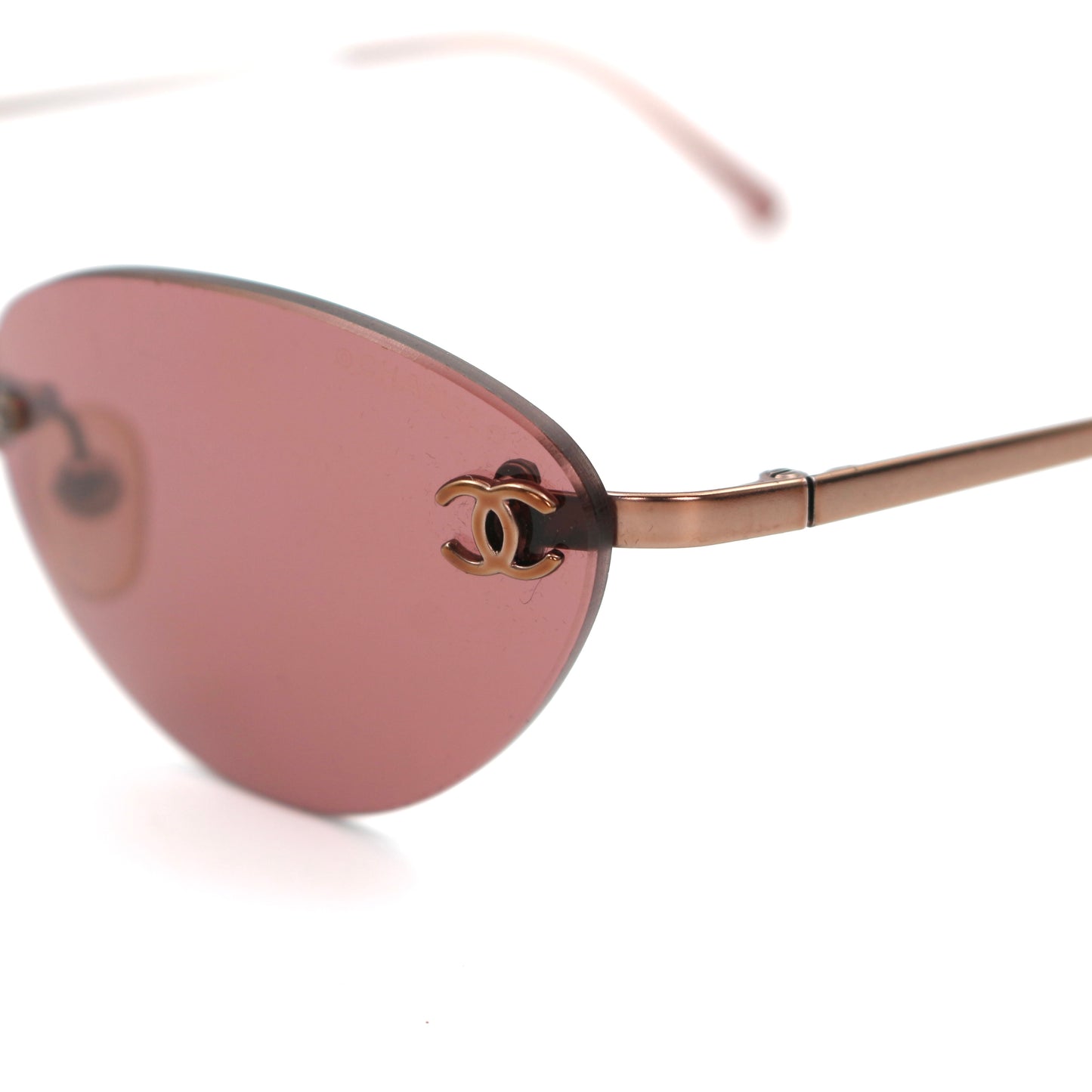 CHANEL Berry Pink Rimless CC Logo Sunglasses [Used]