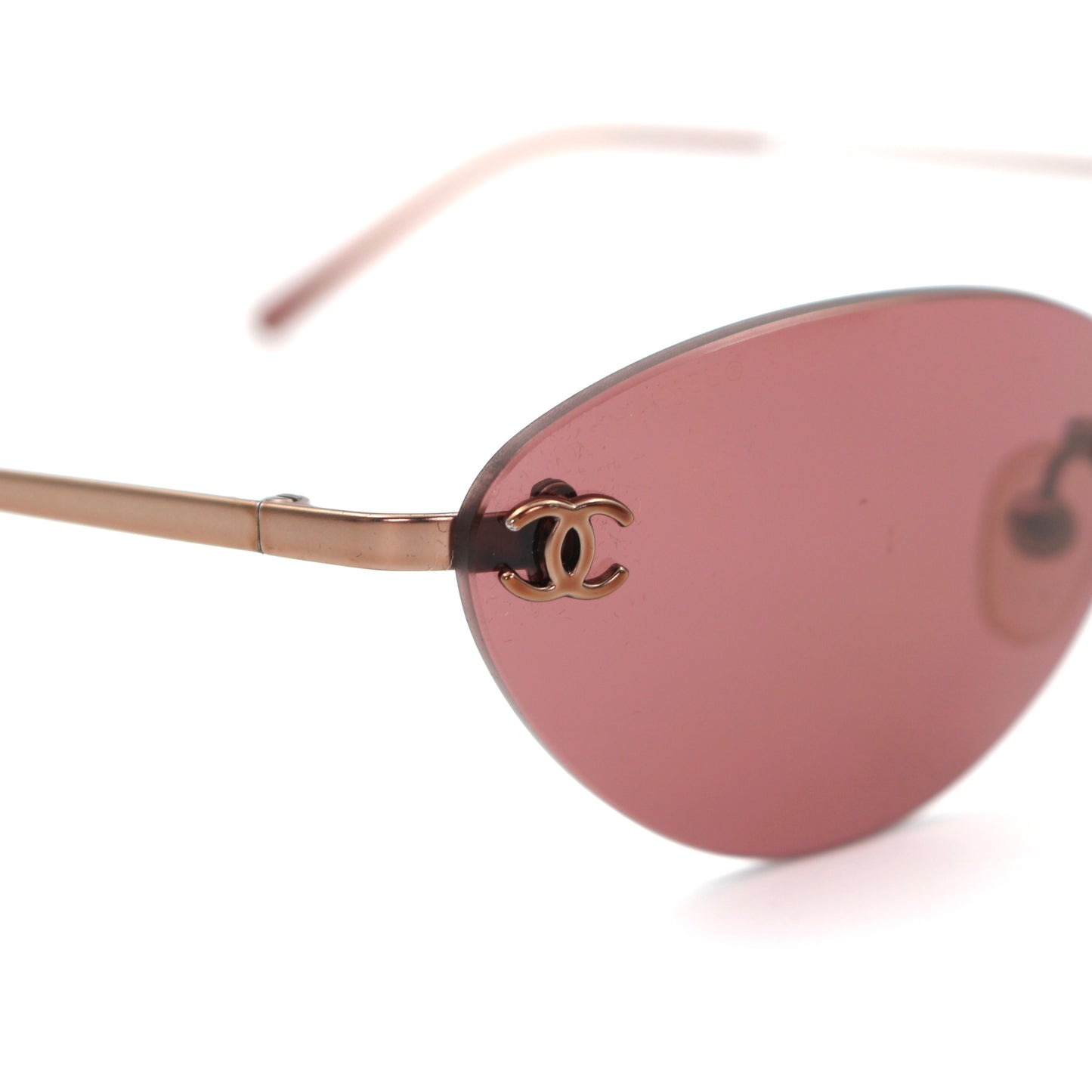 CHANEL Berry Pink Rimless CC Logo Sunglasses [Used]