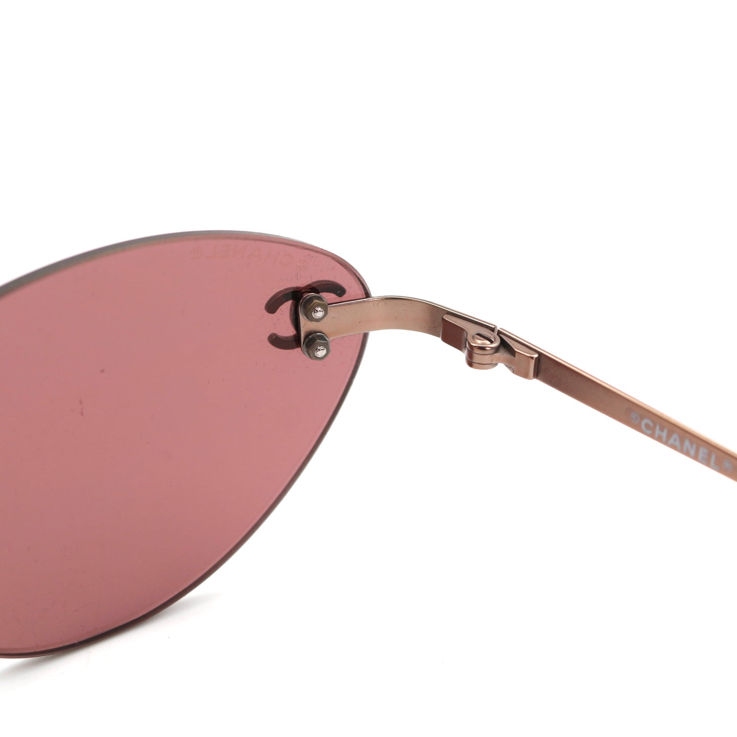 CHANEL Berry Pink Rimless CC Logo Sunglasses [Used]