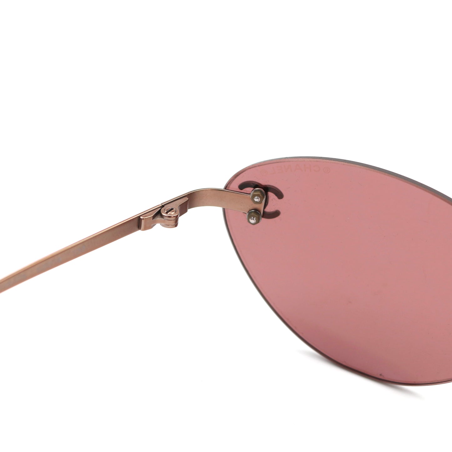 CHANEL Berry Pink Rimless CC Logo Sunglasses [Used]
