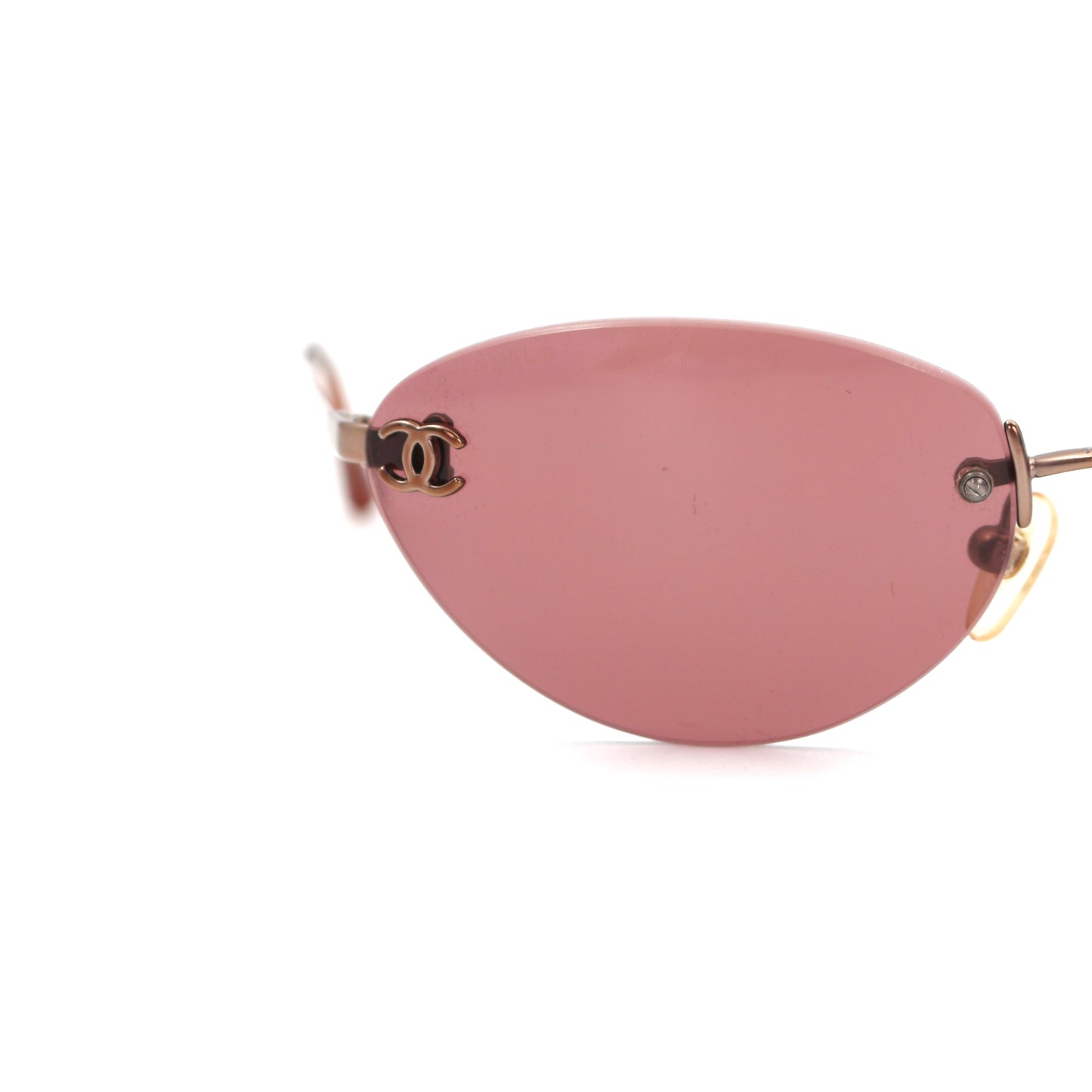 CHANEL Berry Pink Rimless CC Logo Sunglasses [Used]
