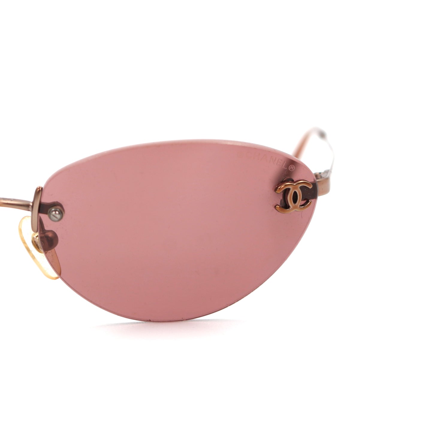 CHANEL Berry Pink Rimless CC Logo Sunglasses [Used]