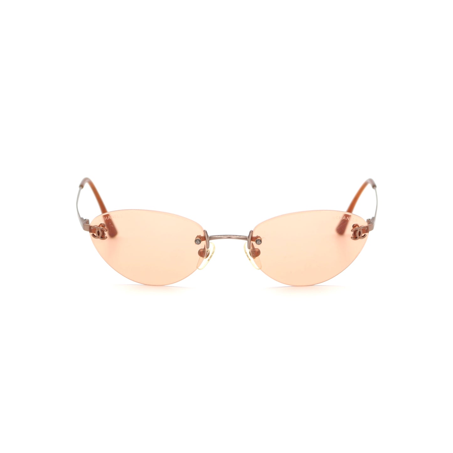 CHANEL Apricot Rimless Cat-Eye CC Logo Sunglasses [Used]