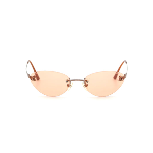 CHANEL Apricot Rimless Cat-Eye CC Logo Sunglasses [Used]