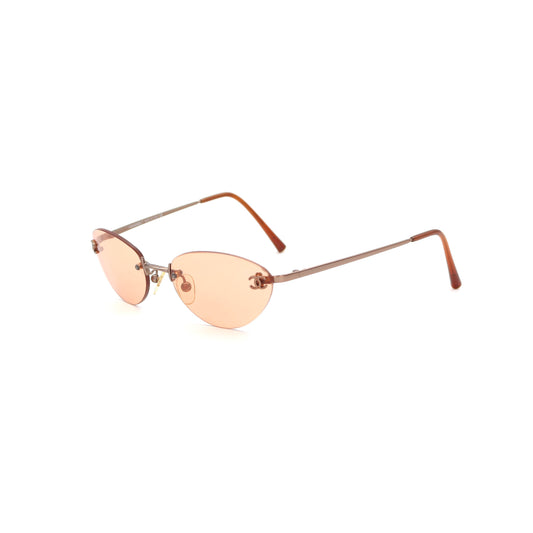 CHANEL Apricot Rimless Cat-Eye CC Logo Sunglasses [Used]